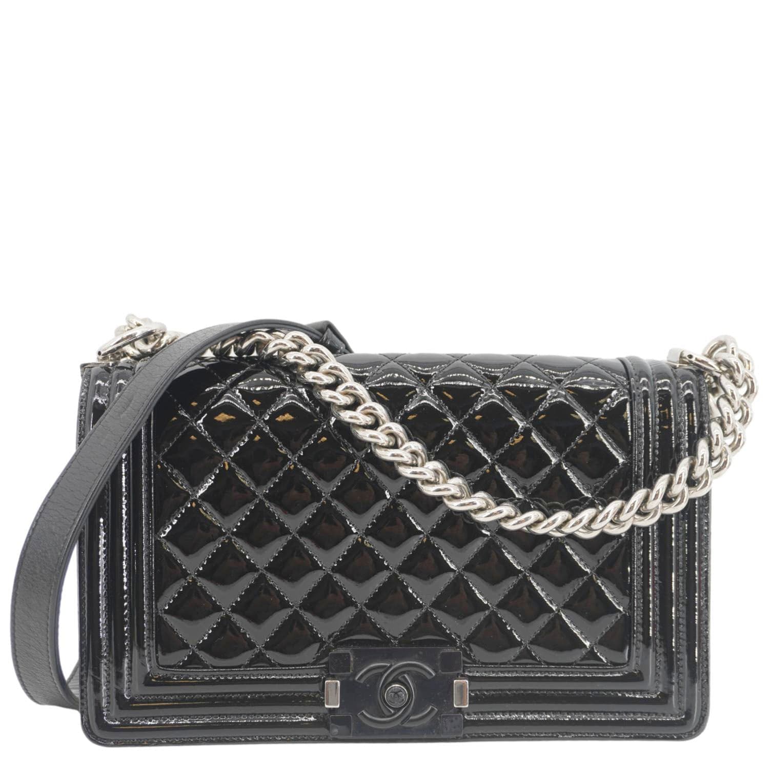 CHANEL Boy Flap Medium Plexiglass Patent Leather Crossbody Bag Black 20481641 - Image 3