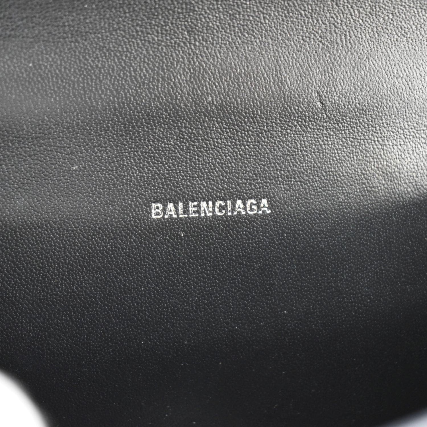 BALENCIAGA Small Hourglass Crocodile Embossed Top Handle Shoulder Bag Black - Image 11