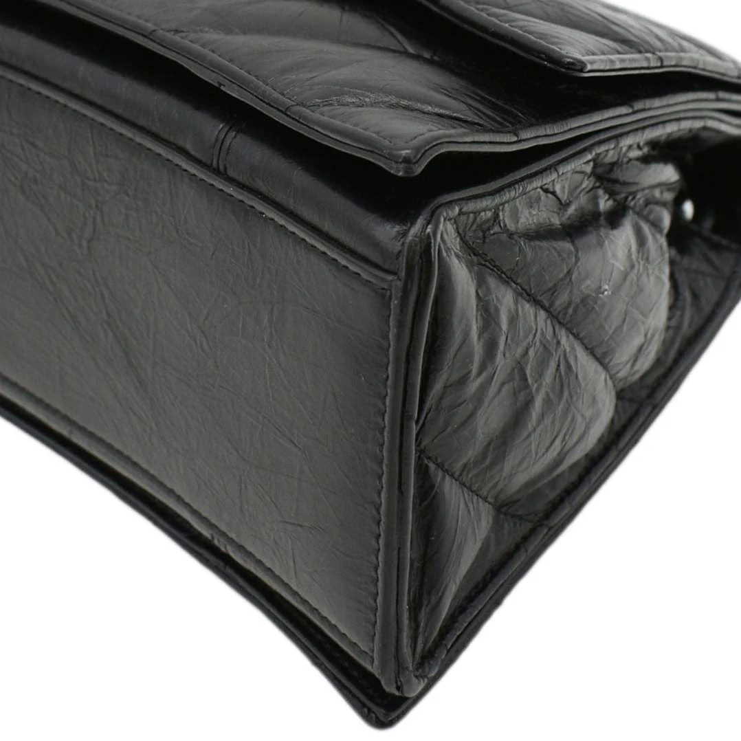 BALENCIAGA Hourglass Medium Crushed Leather Chain Wallet Shoulder Bag Black - Image 8