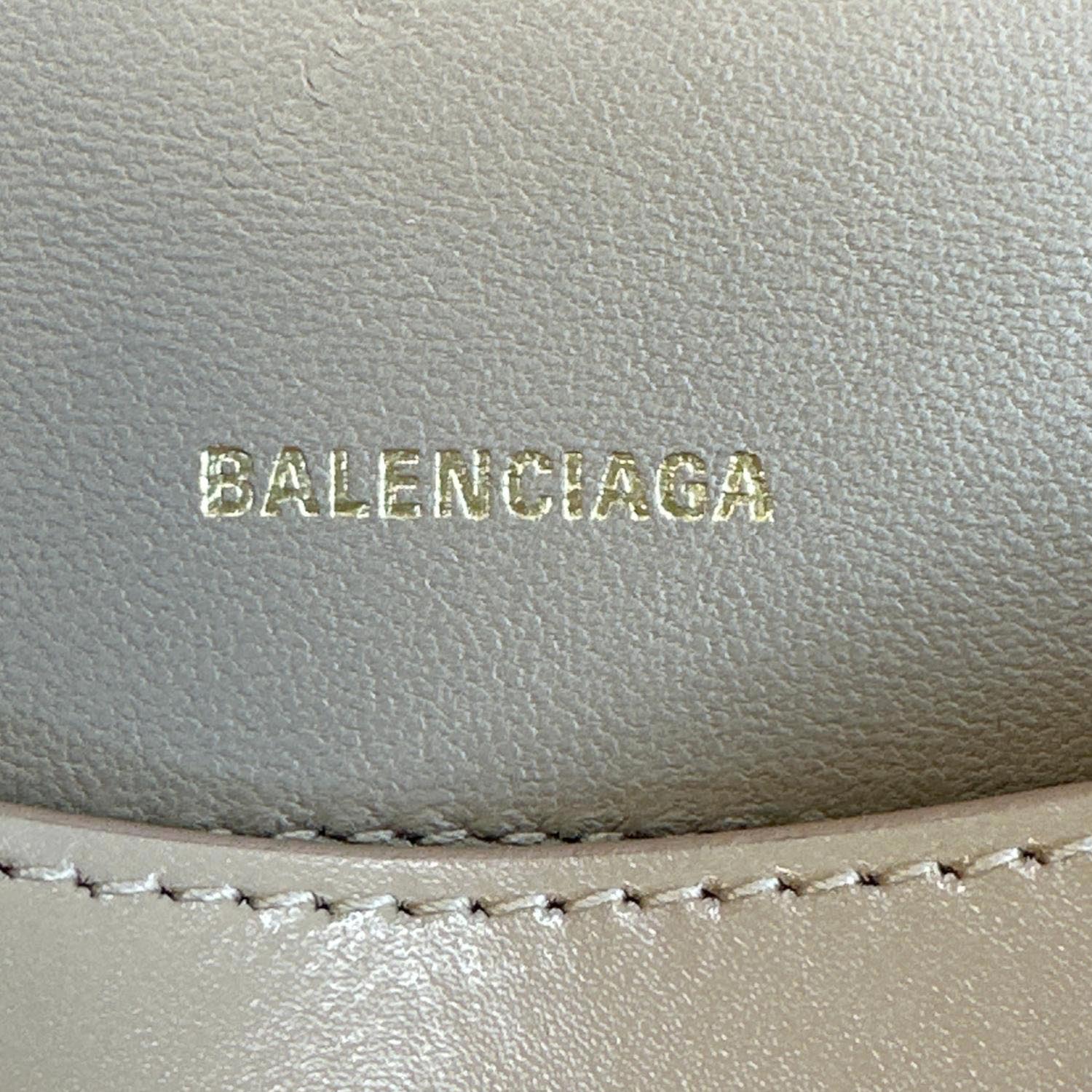 BALENCIAGA Hourglass Leather Top Handle Shoulder Bag Beige - Image 11