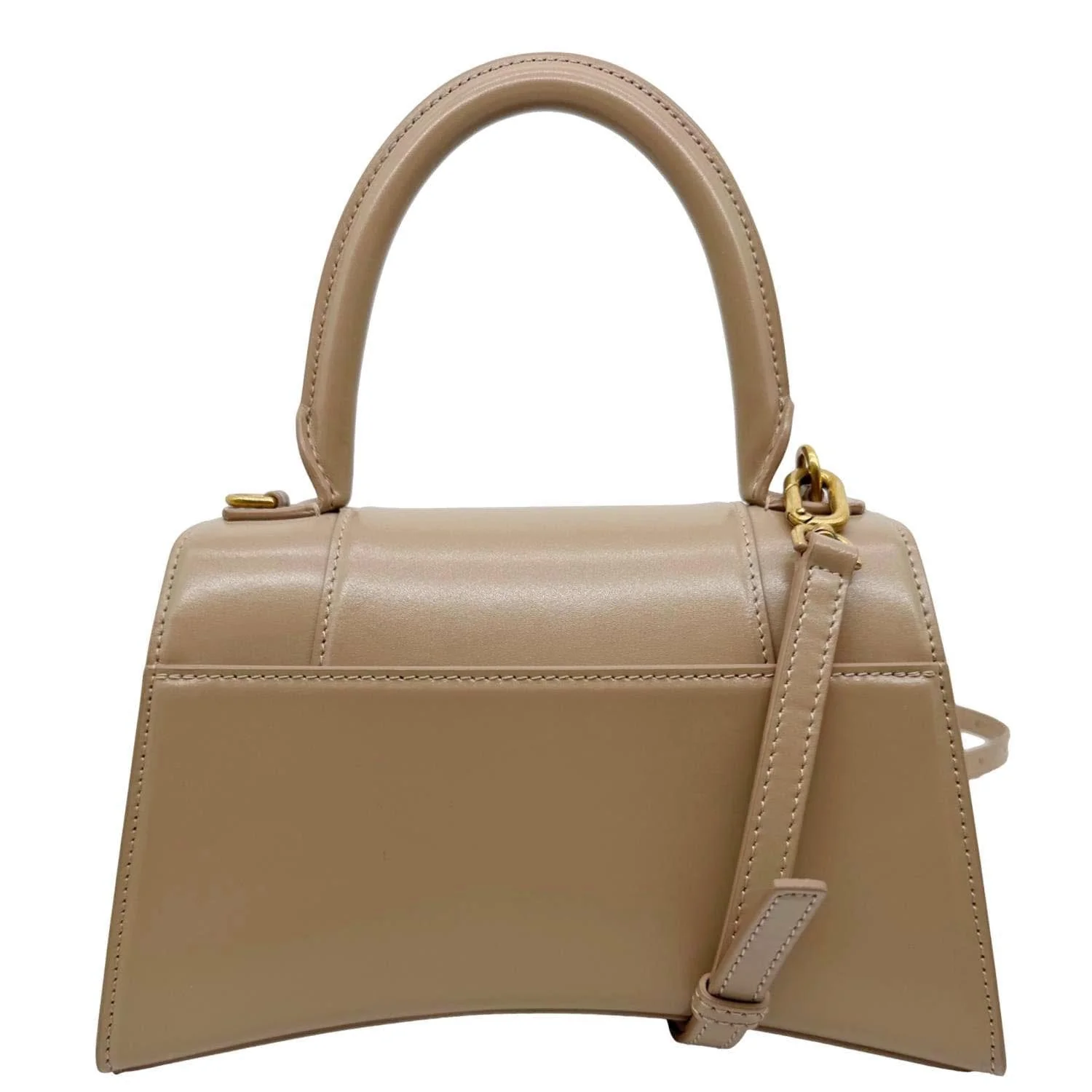 BALENCIAGA Hourglass Leather Top Handle Shoulder Bag Beige - Image 3