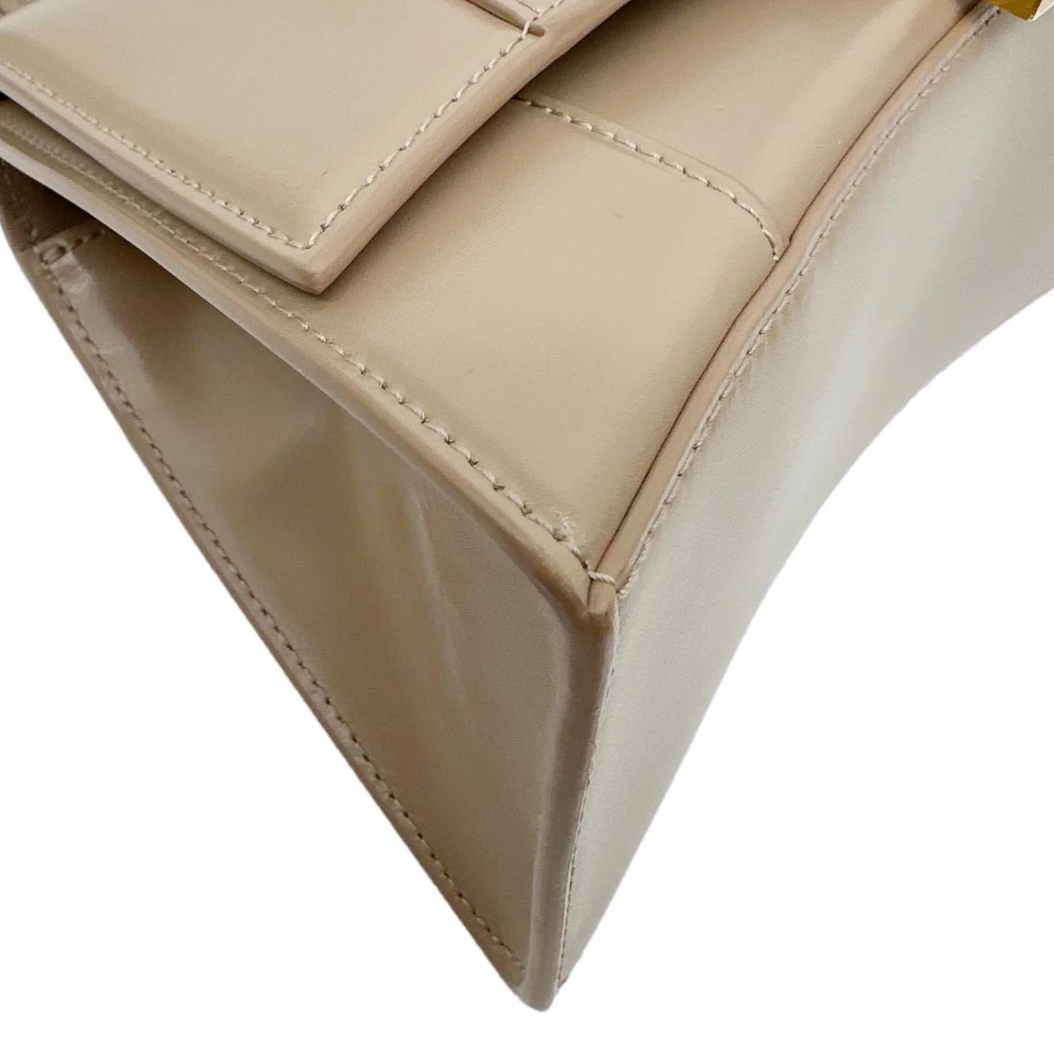 BALENCIAGA Hourglass Leather Top Handle Shoulder Bag Beige - Image 7