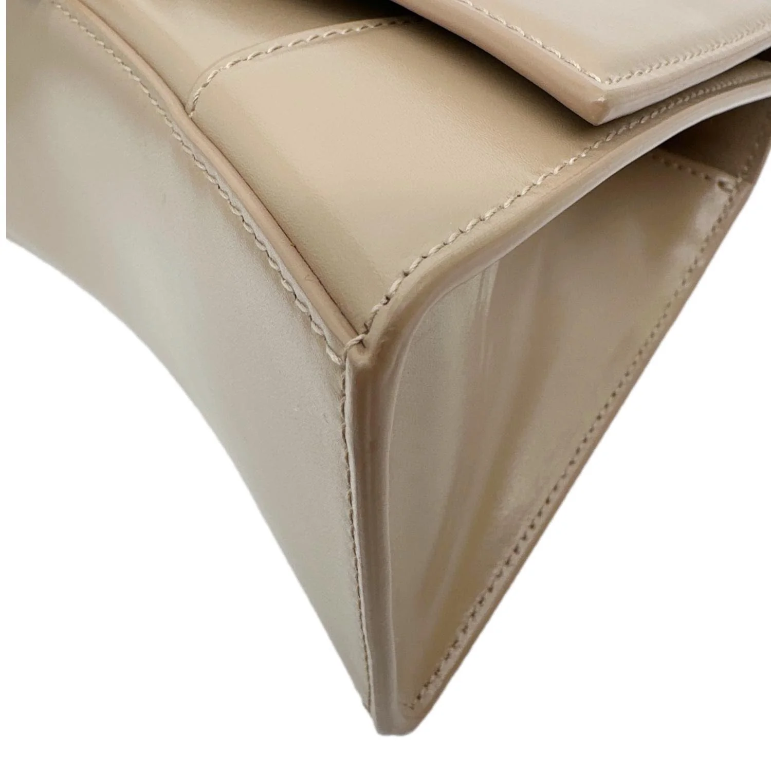 BALENCIAGA Hourglass Leather Top Handle Shoulder Bag Beige - Image 8