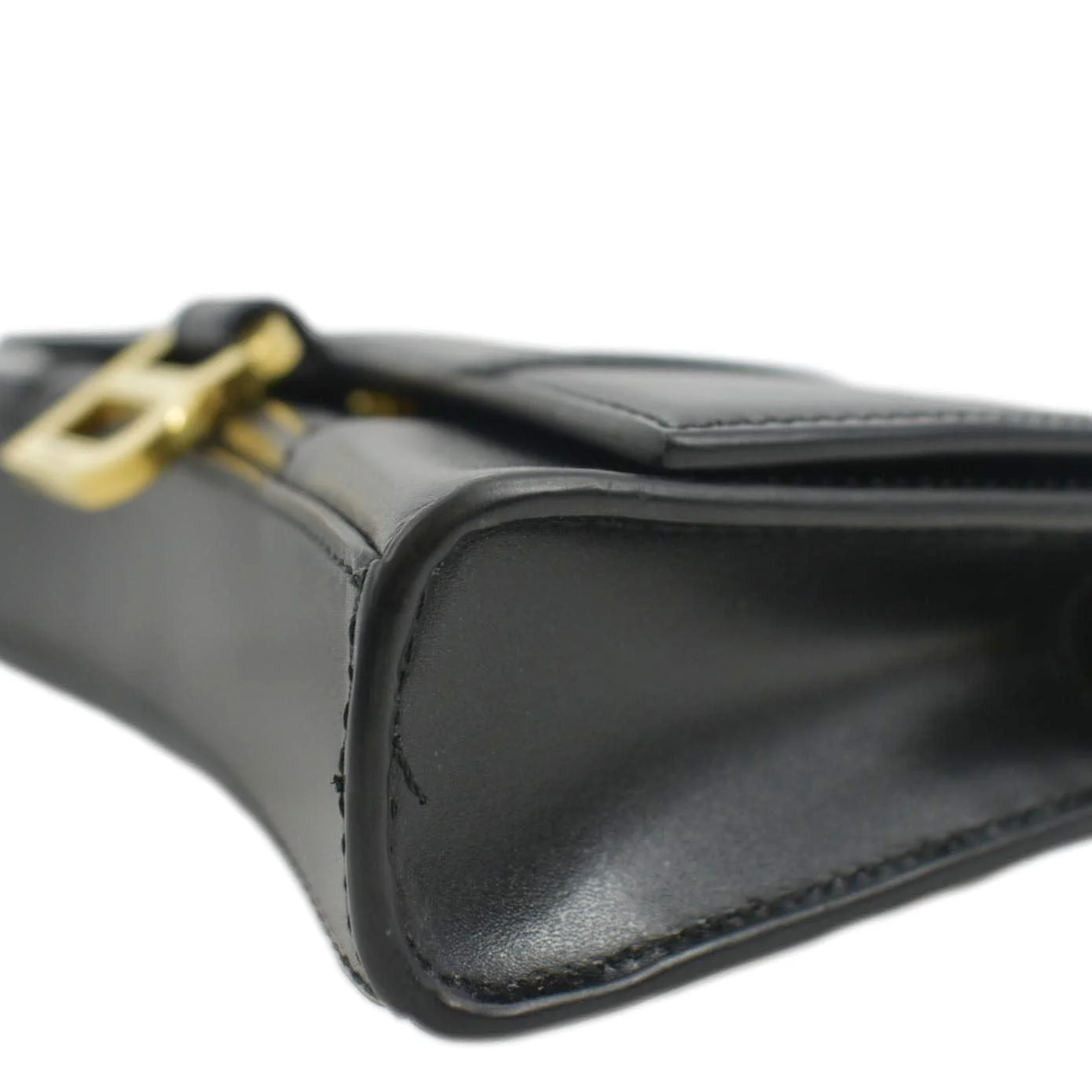 BALENCIAGA Hourglass Leather Chain Wallet Shoulder Bag Black - Image 8