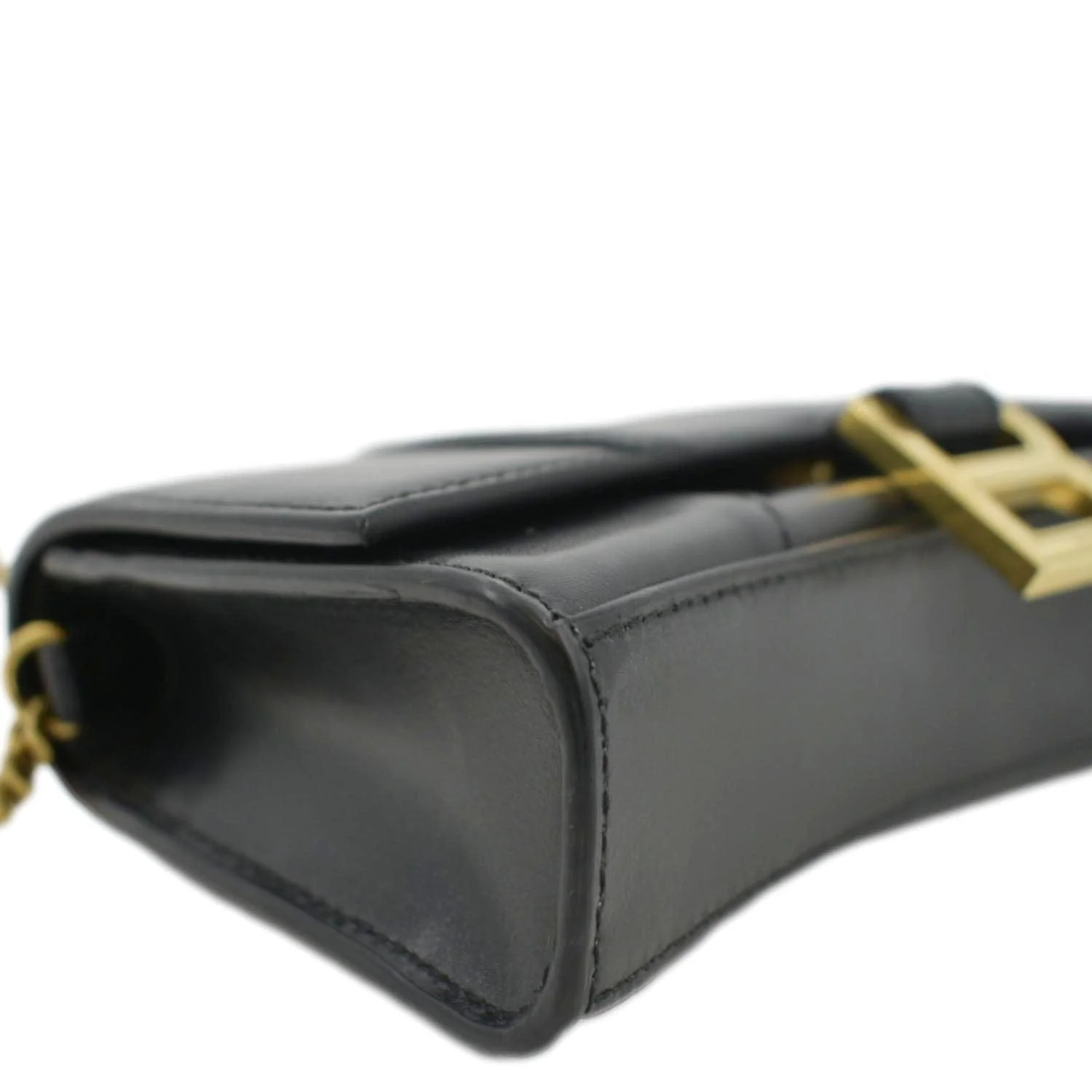 BALENCIAGA Hourglass Leather Chain Wallet Shoulder Bag Black - Image 9