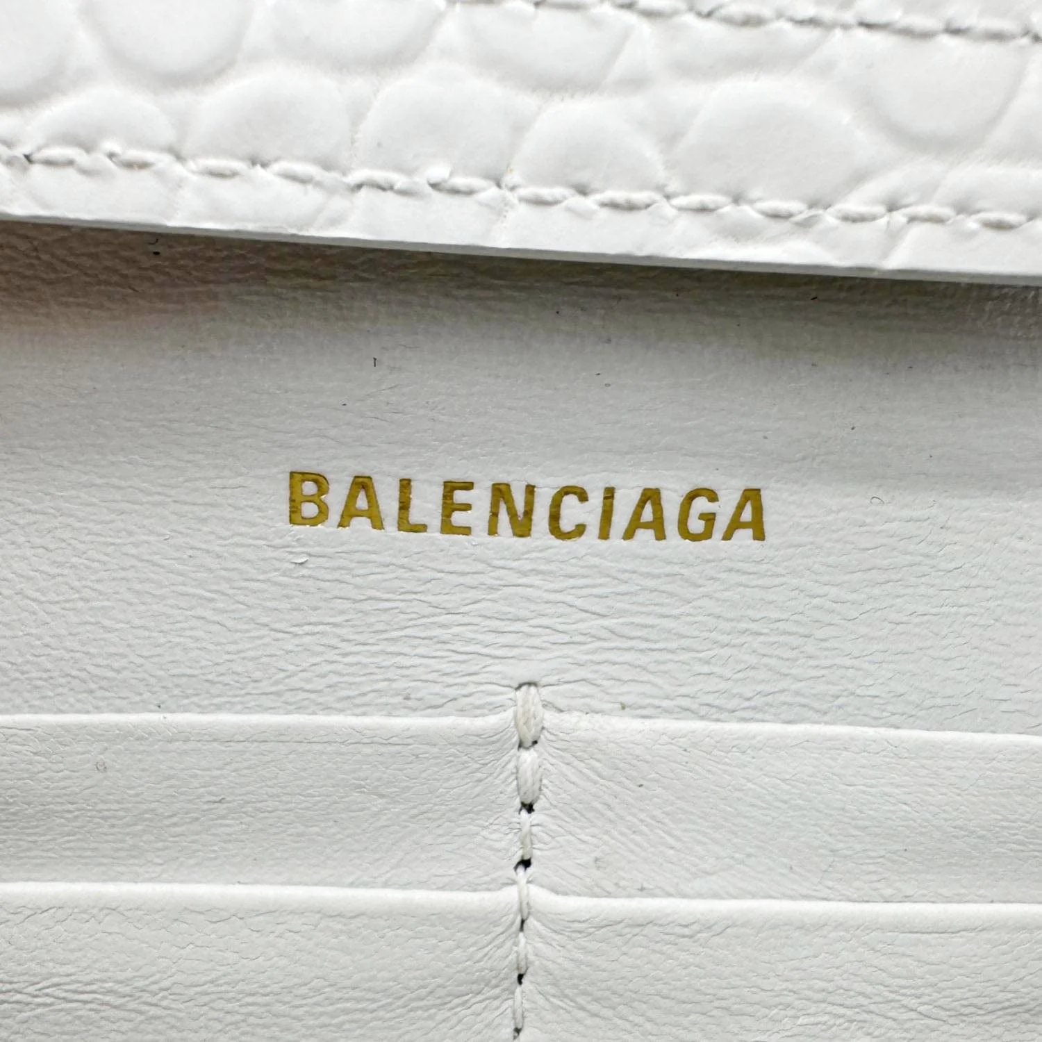 BALENCIAGA Hourglass Leather Wallet On Chain Bag Off White - Image 15