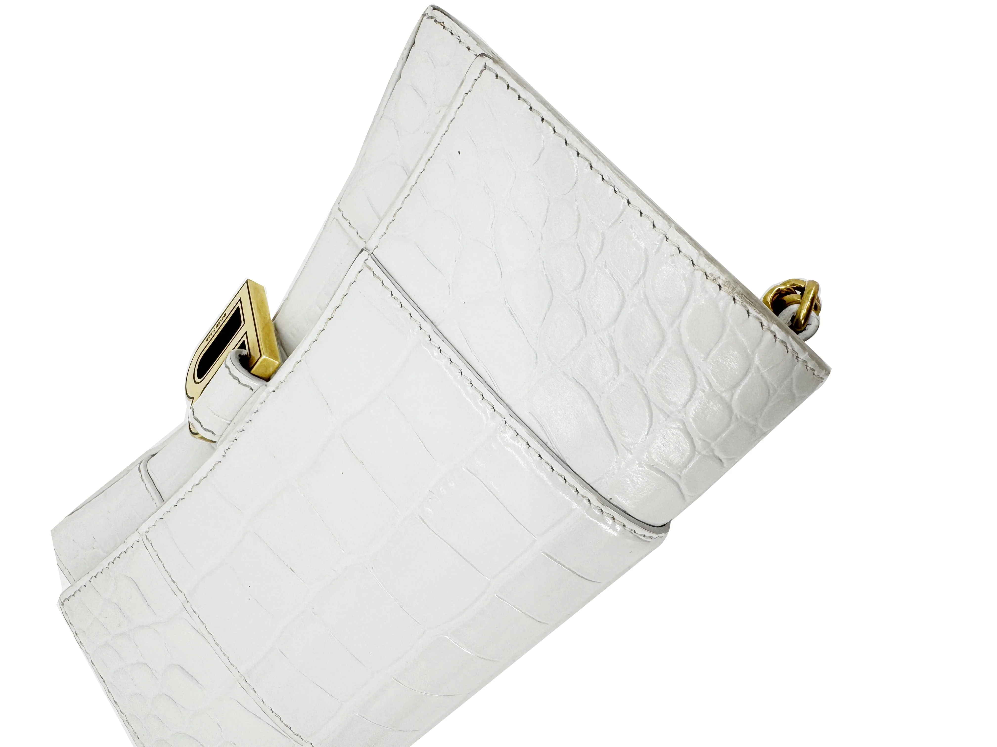 BALENCIAGA Hourglass Leather Wallet On Chain Bag Off White - Image 8