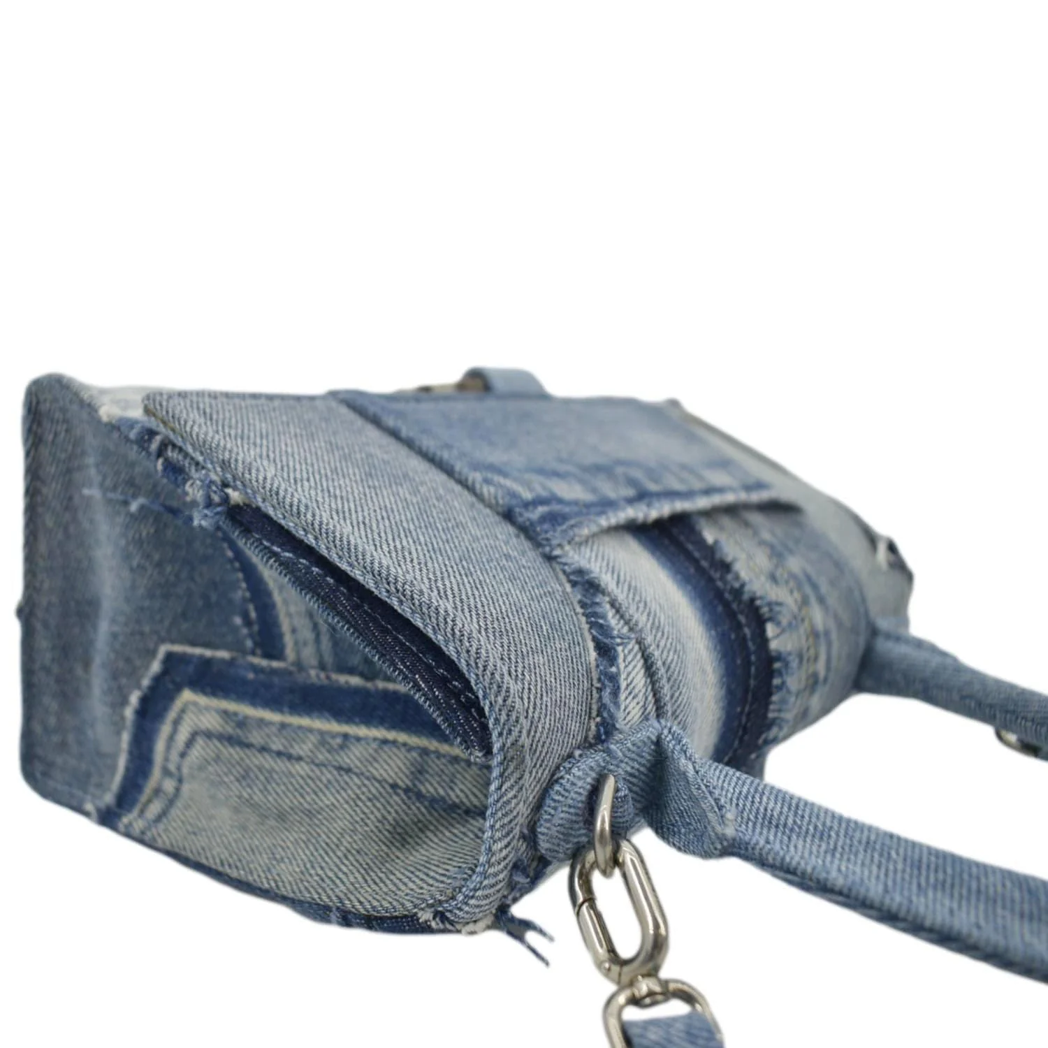 BALENCIAGA Small Hourglass Denim Top Handle Shoulder Bag Blue - Image 6