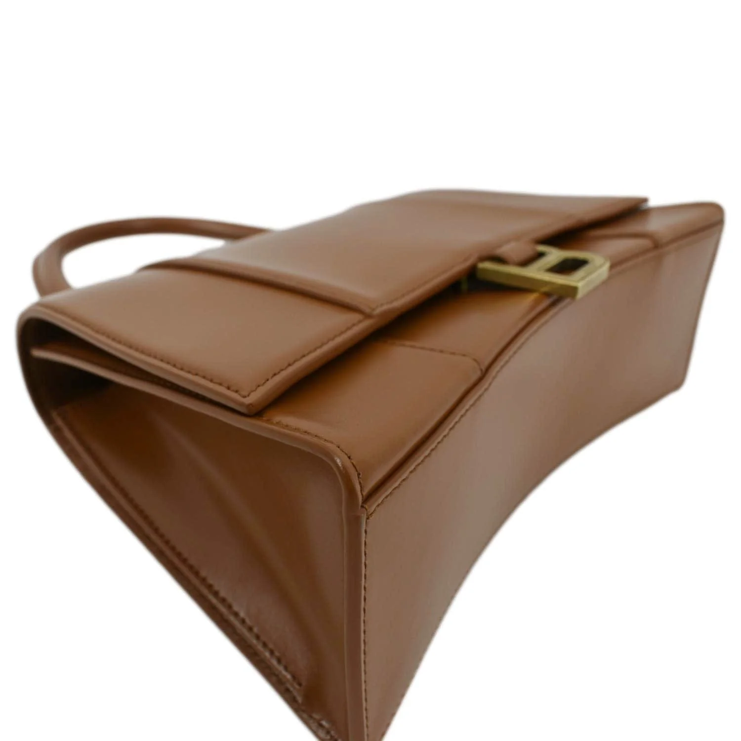 BALENCIAGA Medium Hourglass Leather Top Handle Shoulder Bag Tan - Image 8