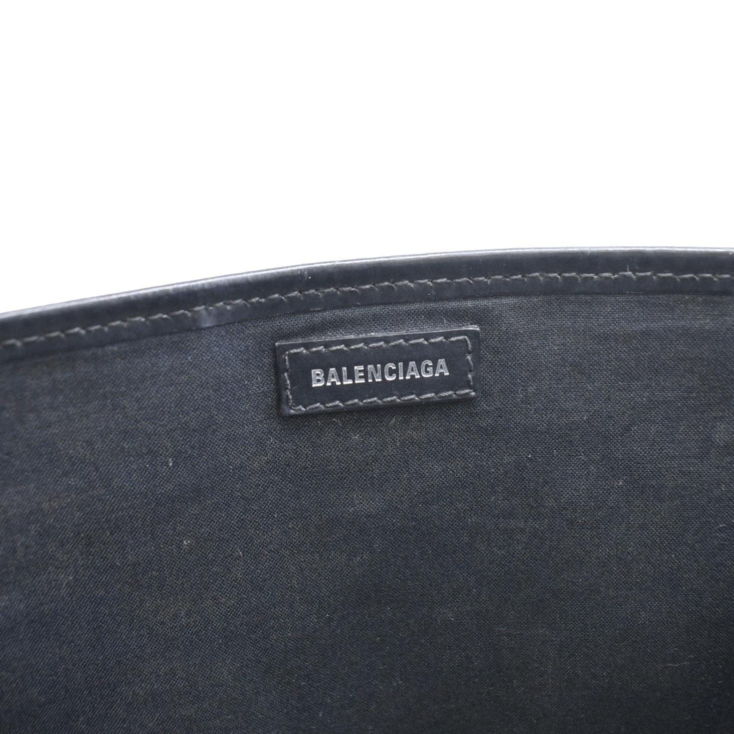 BALENCIAGA Logo S Navy Cabas Canvas Hobo Bag White - Image 12