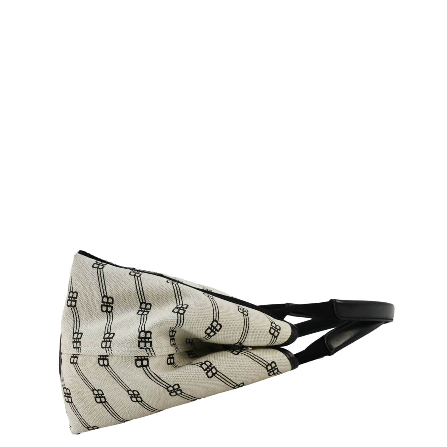 BALENCIAGA Logo S Navy Cabas Canvas Hobo Bag White - Image 8