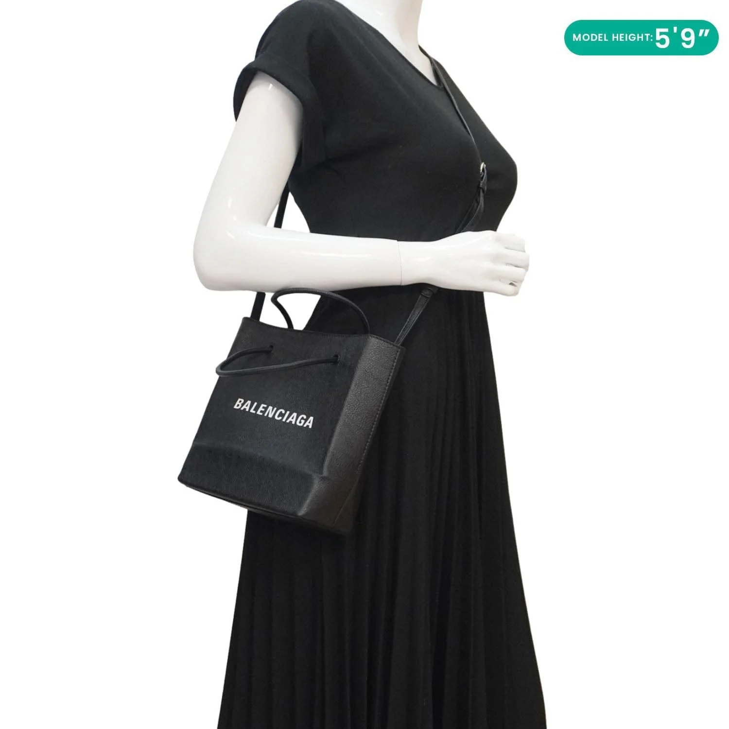 BALENCIAGA Leather Shopping Tote Shoulder Bag Black - Image 2