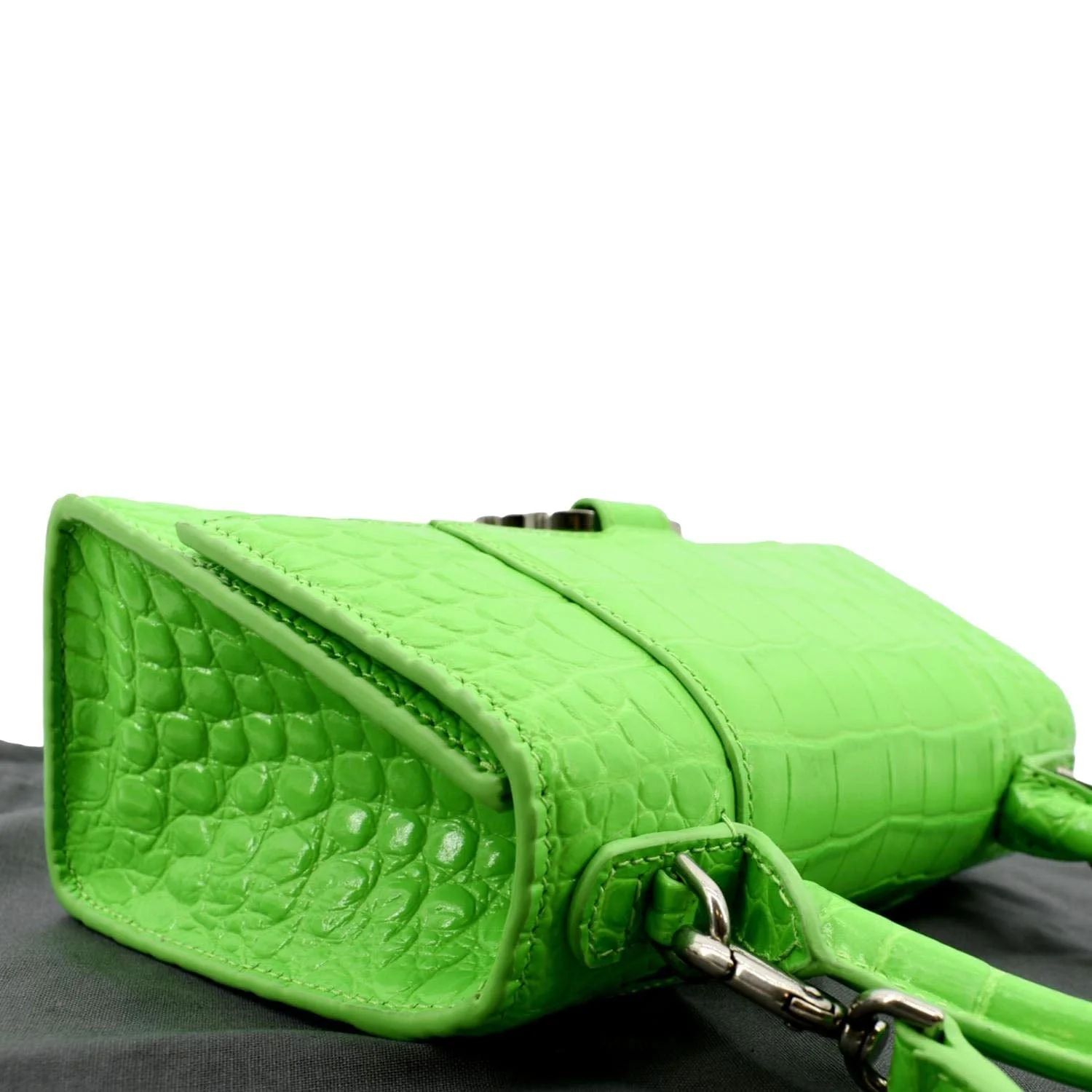 BALENCIAGA Small Hourglass Crocodile Embossed Top Handle Shoulder Bag Green - Image 5