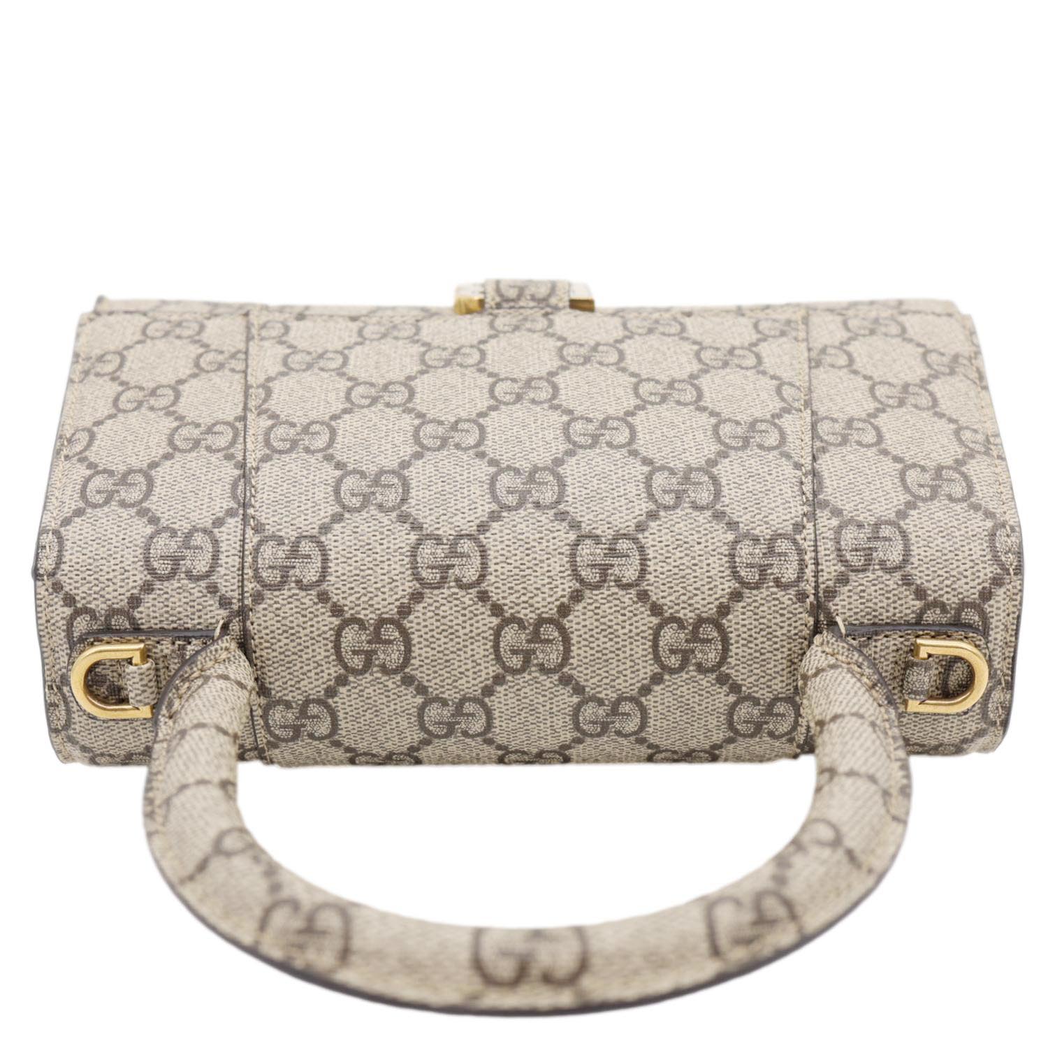 BALENCIAGA X GUCCI Hourglass Small GG Supreme Monogram Top Handle Shoulder Bag Beige 681697 - Image 4