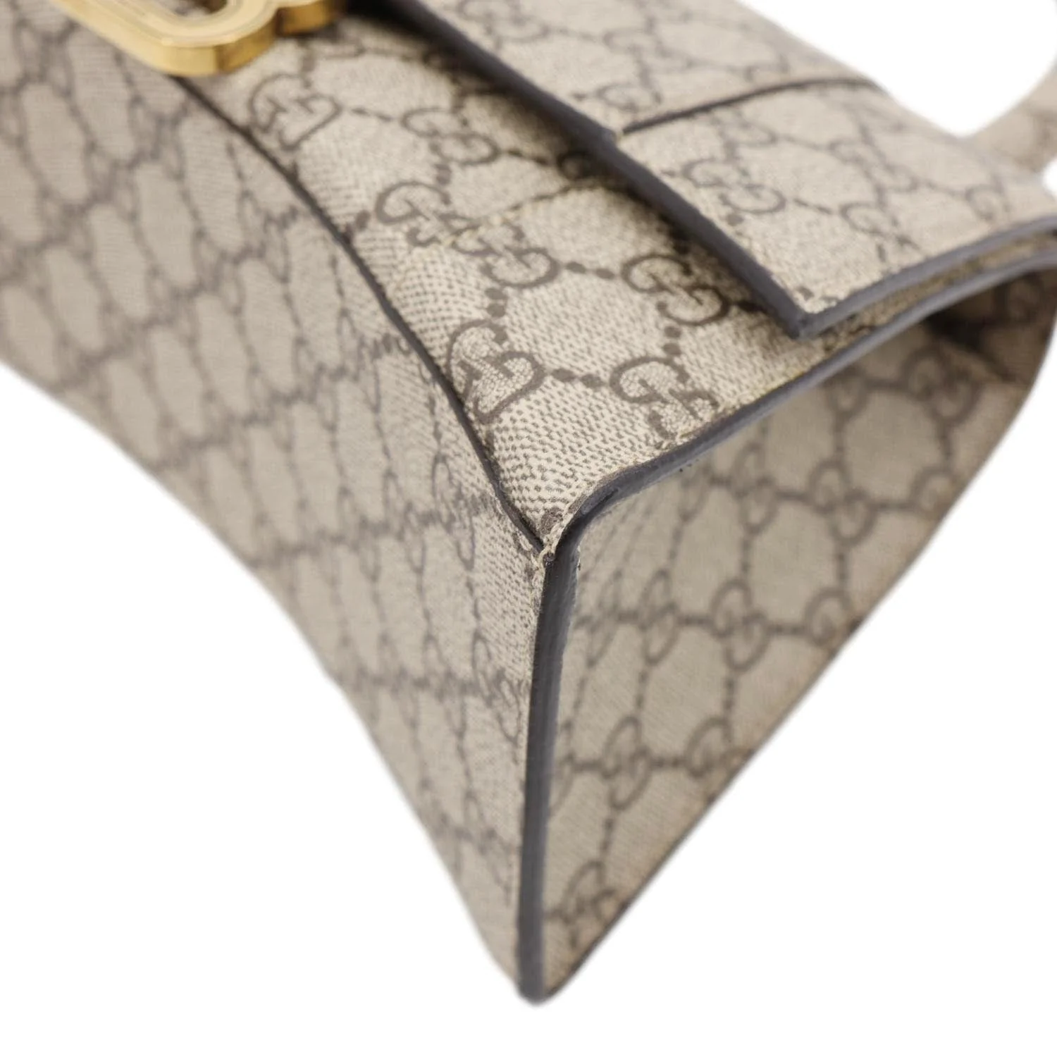 BALENCIAGA X GUCCI Hourglass Small GG Supreme Monogram Top Handle Shoulder Bag Beige 681697 - Image 8