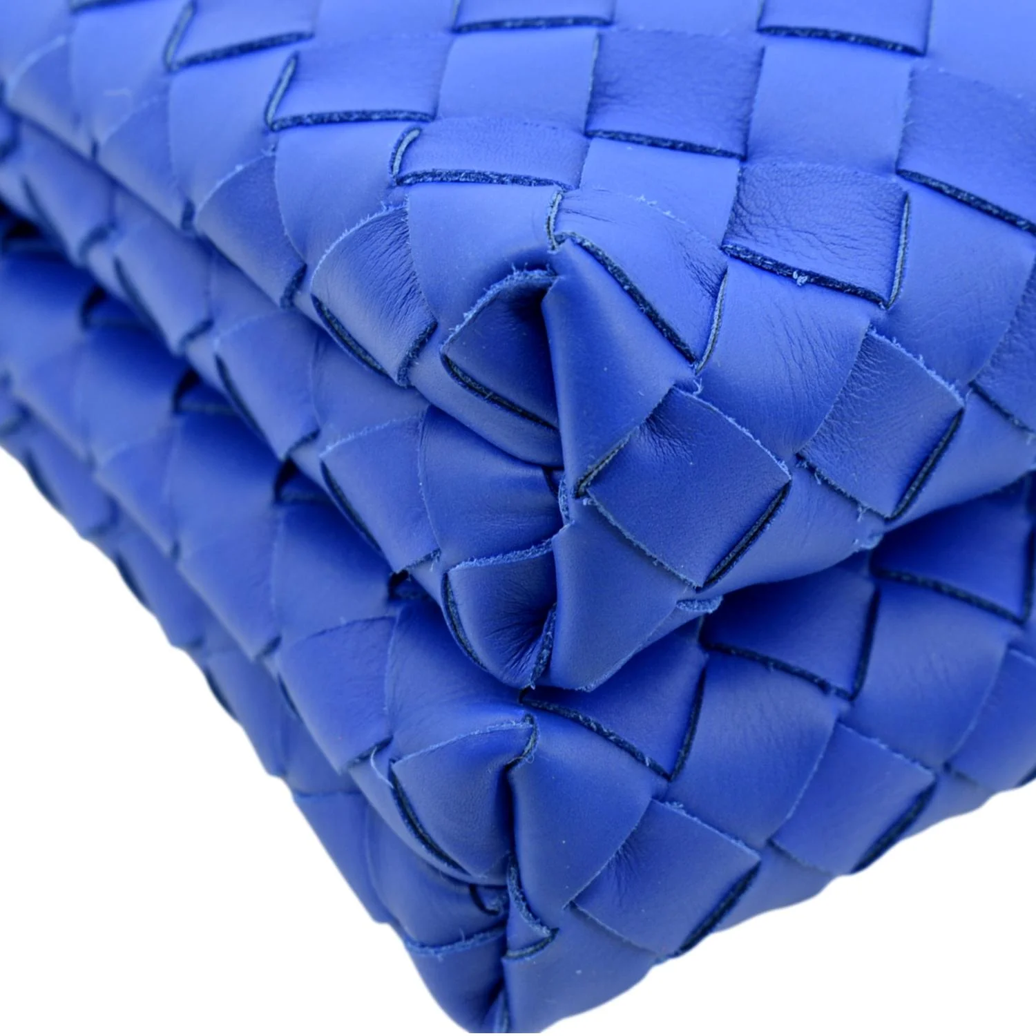 BOTTEGA VENETA Intrecciato Leather Crossbody Messenger Bag Blue - Image 7