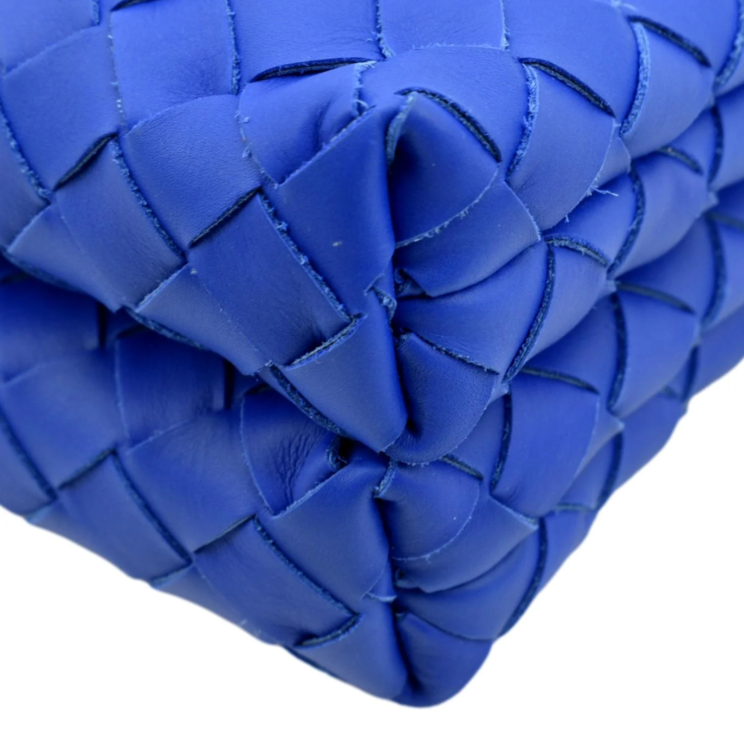 BOTTEGA VENETA Intrecciato Leather Crossbody Messenger Bag Blue - Image 8