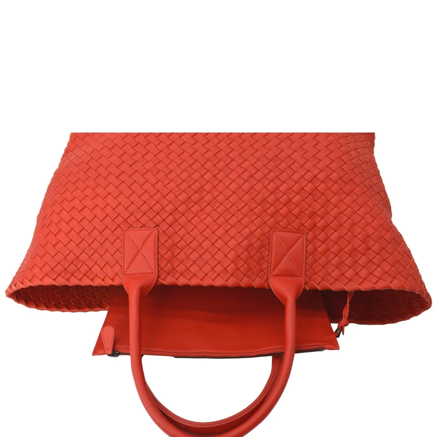 BOTTEGA VENETA Medium Cabat Intreccio Leather Tote Bag Red - Image 4