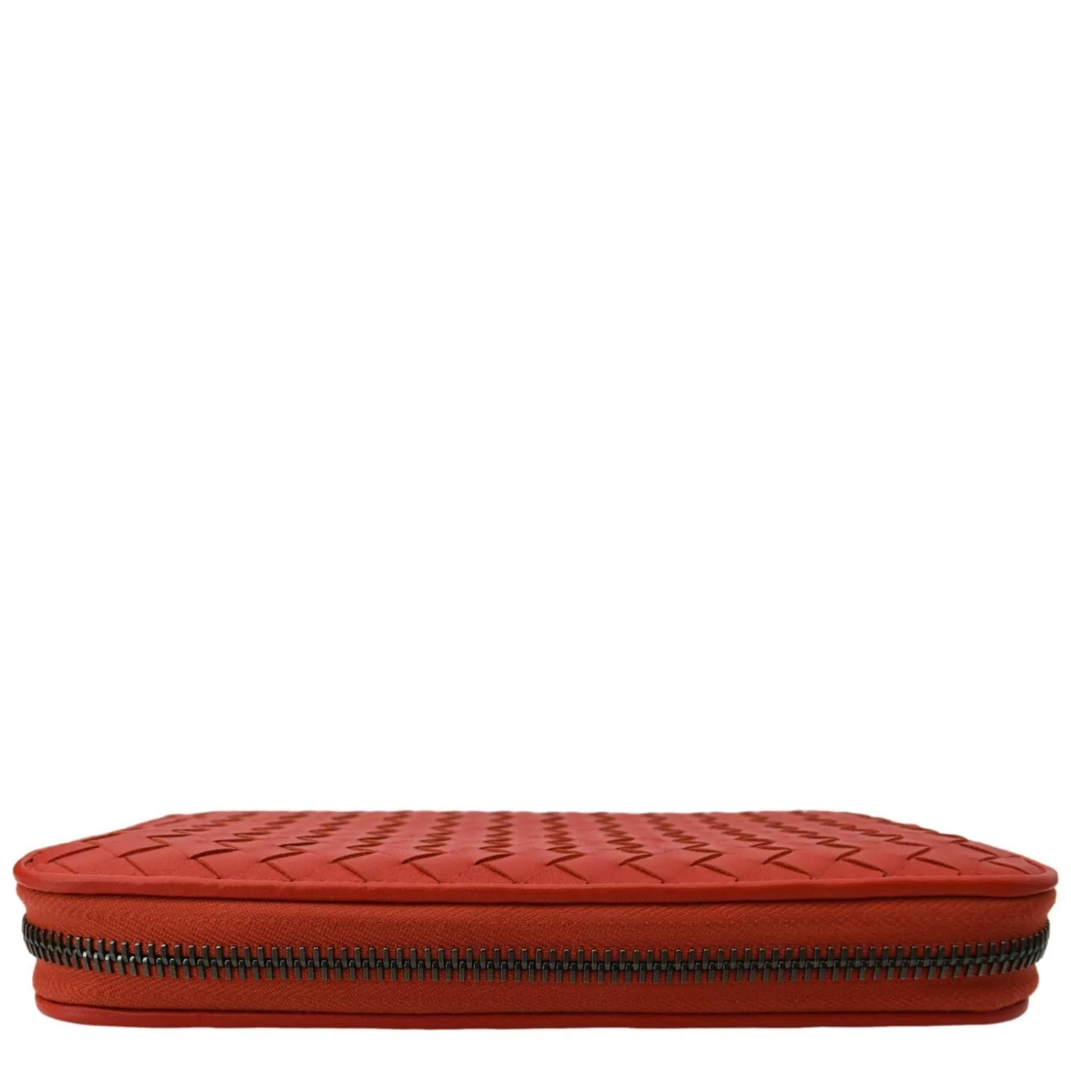 BOTTEGA VENETA Intreccio Leather Zip Around Wallet Red - Image 3