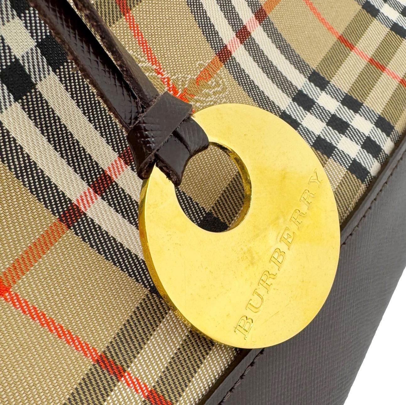 BURBERRY 20th Century Haymarket House Check Canvas Tote Bag Beige - Image 15