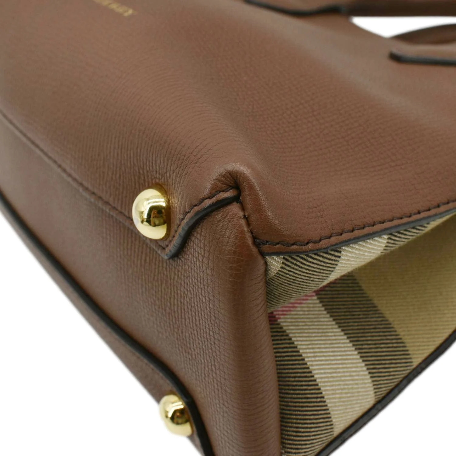 BURBERRY Banner Derby Leather Tote Shoulder Bag Tan - Image 8