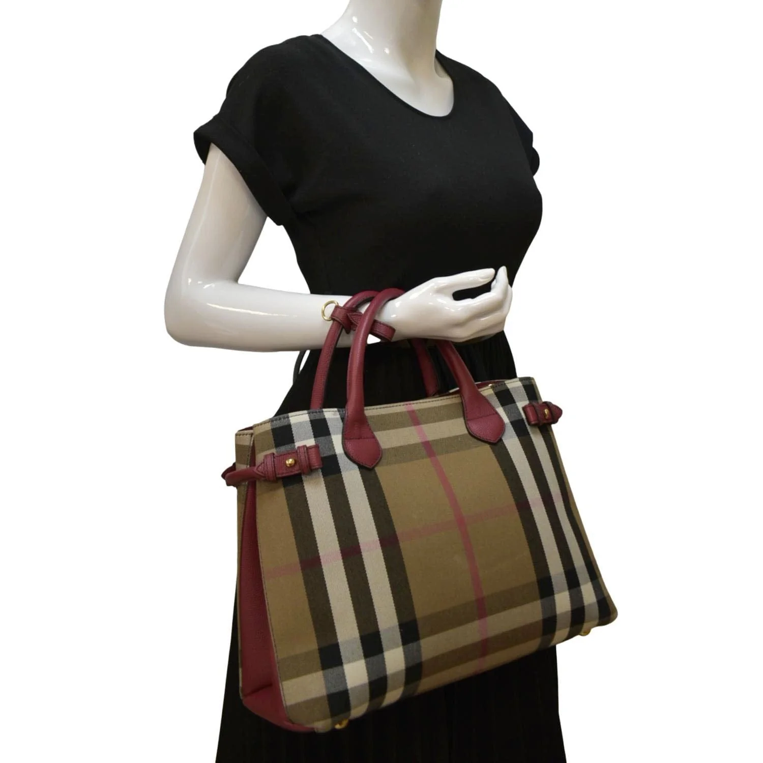 BURBERRY Banner Vintage Small Canvas Satchel Bag Limestone - Image 2