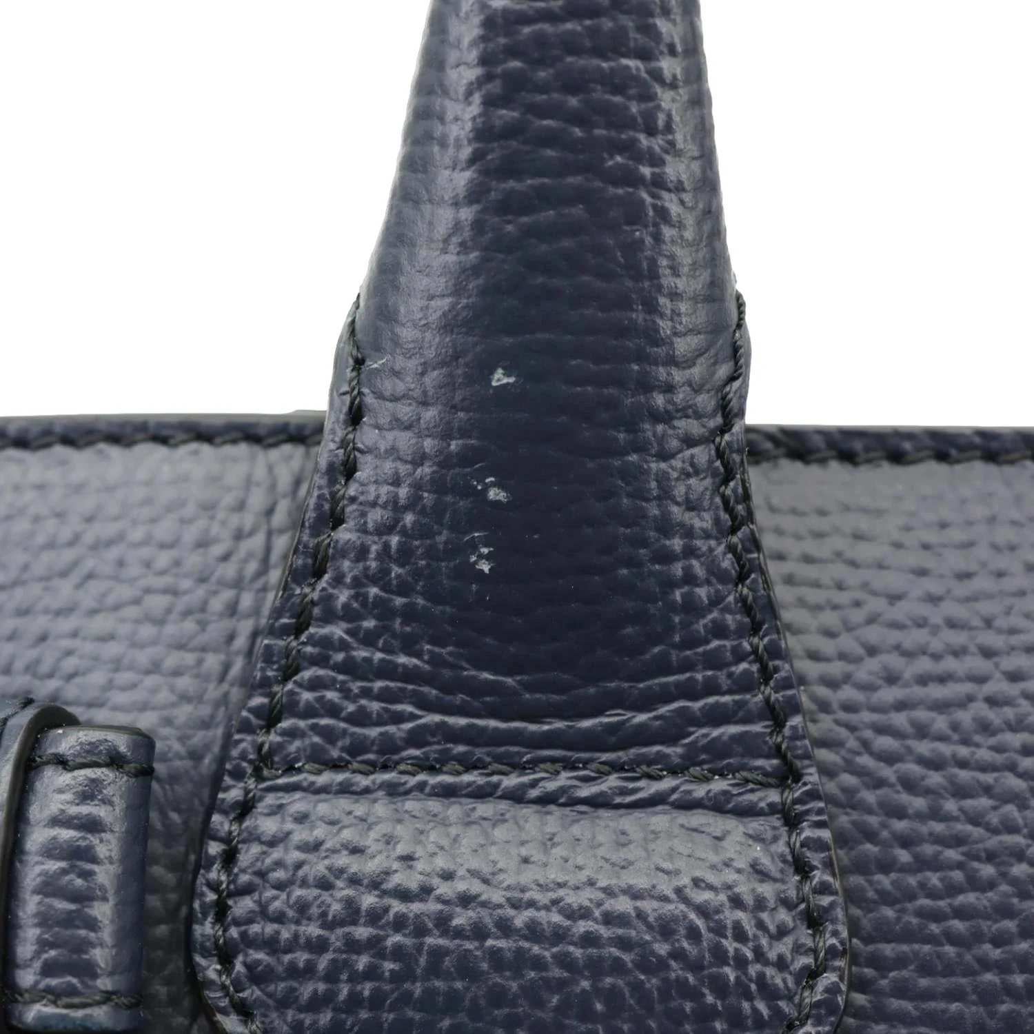 BURBERRY Banner Small House Check Leather Tote Bag Navy Blue - Image 12