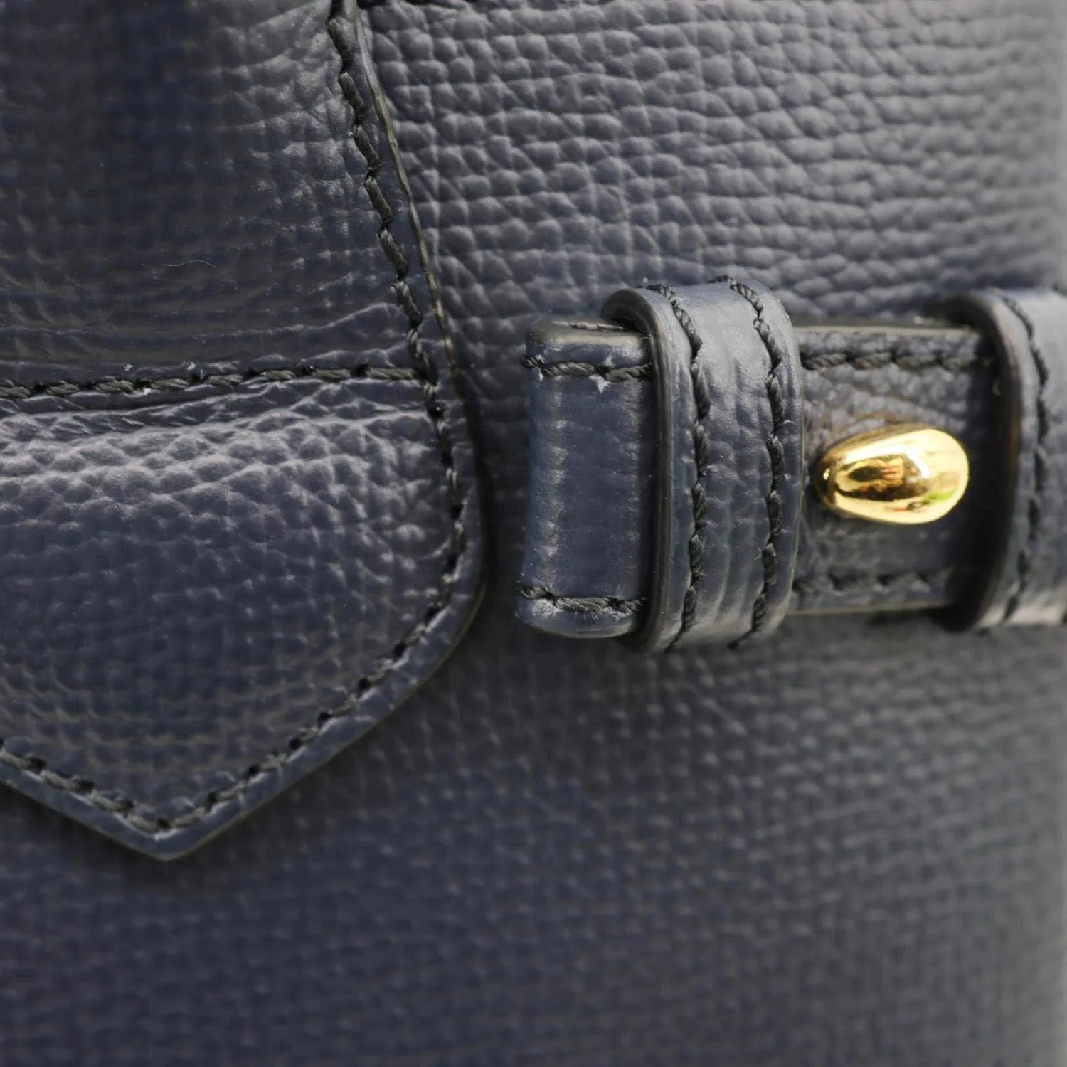 BURBERRY Banner Small House Check Leather Tote Bag Navy Blue - Image 13