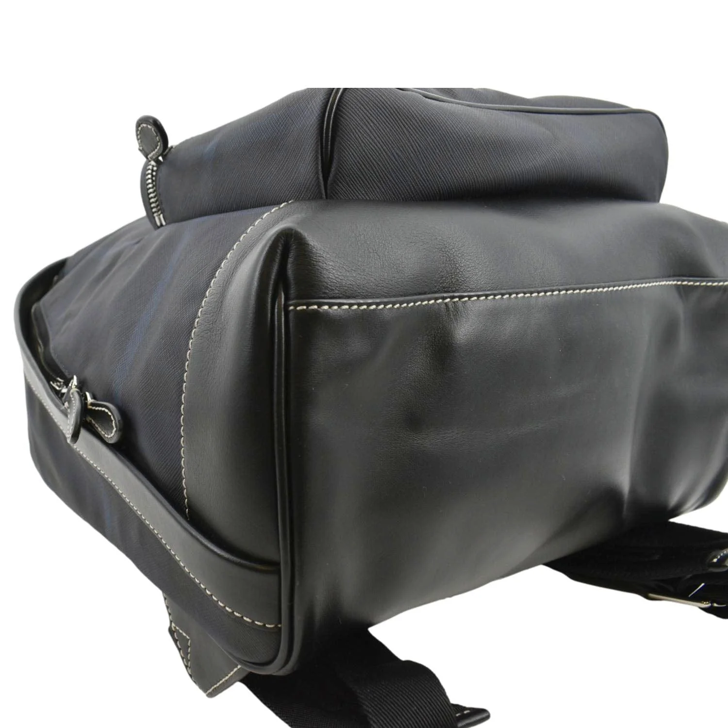 BURBERRY Rocco Check Fabric Backpack Navy Blue - Image 9