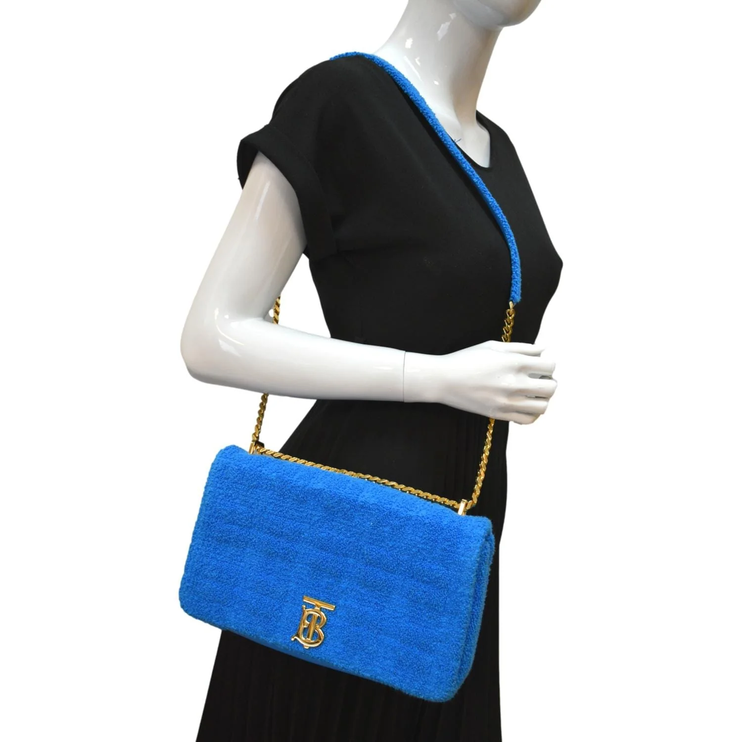 BURBERRY Lola Medium Towel Leather Shoulder Bag Blue - Image 2