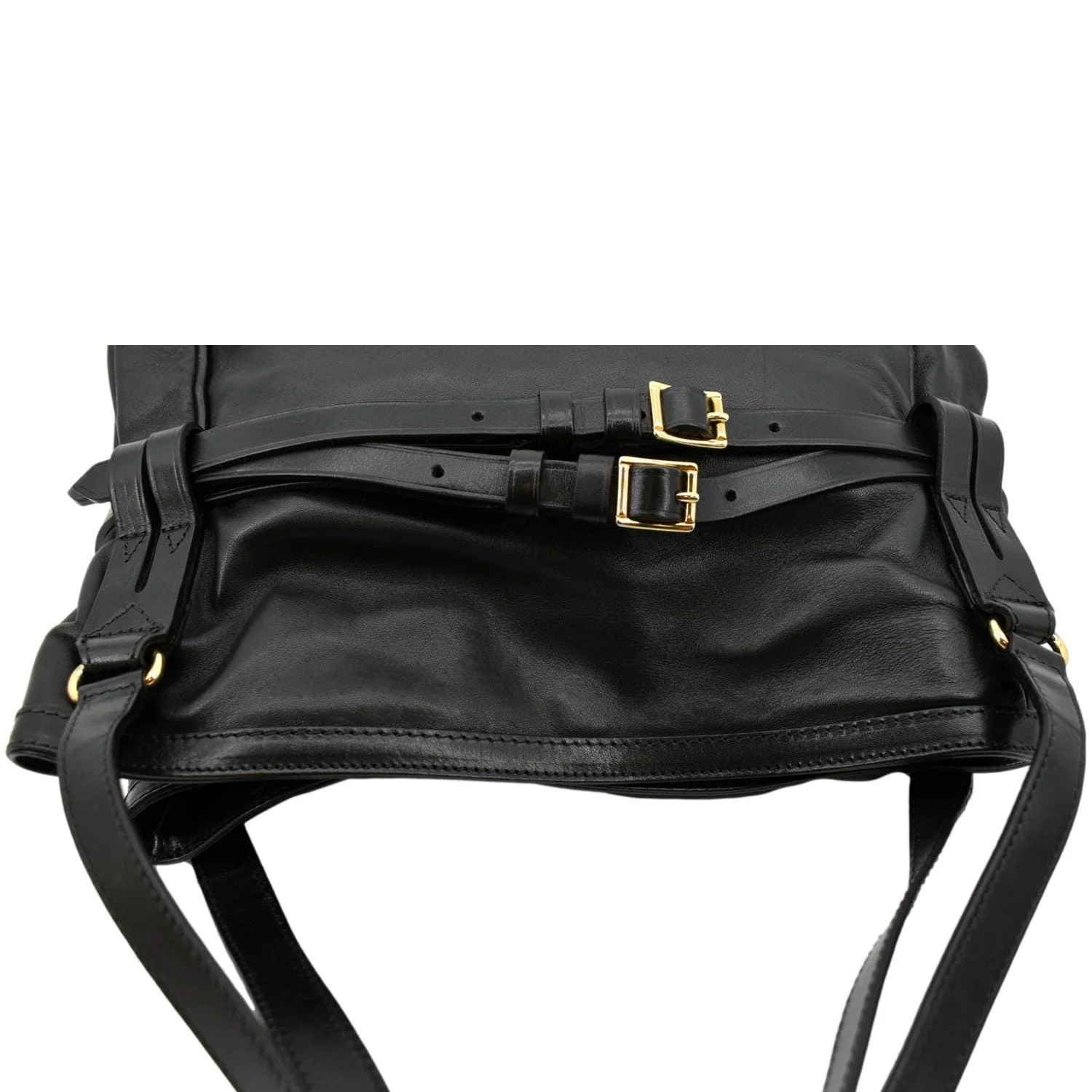 BURBERRY Bridle Lynher Calfskin Leather Tote Shoulder Bag Black - Image 3
