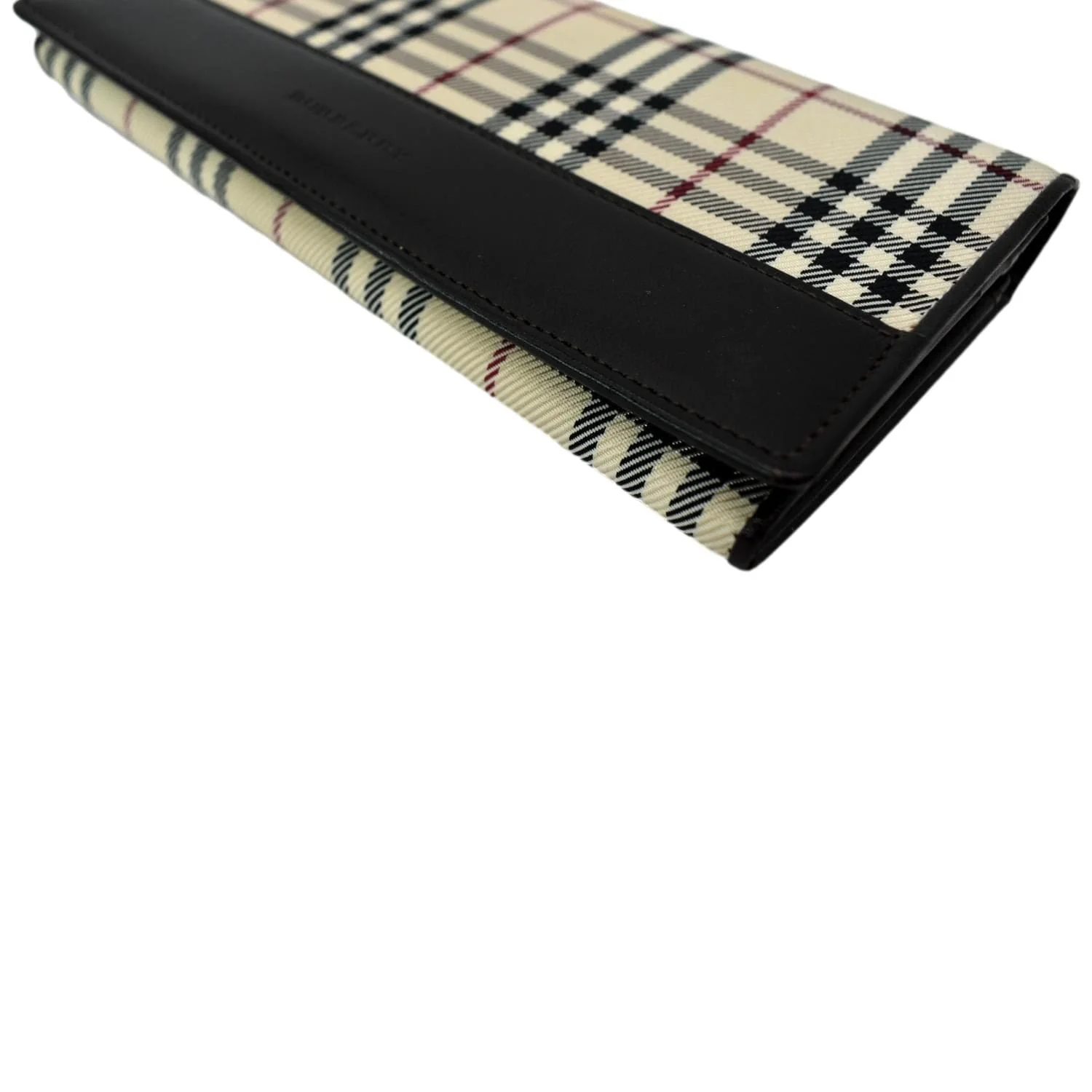 BURBERRY Continental Leather Check Wallet Black - Image 6