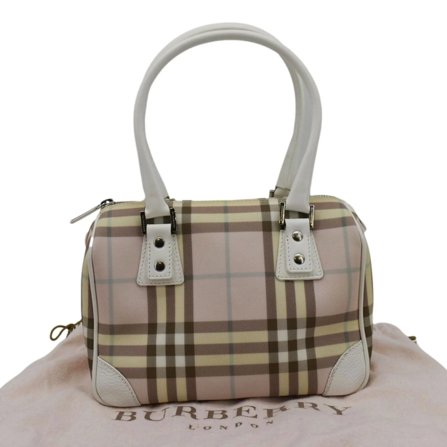 BURBERRY Classic Vintage Check Canvas Tote Bag Light Pink - Image 3
