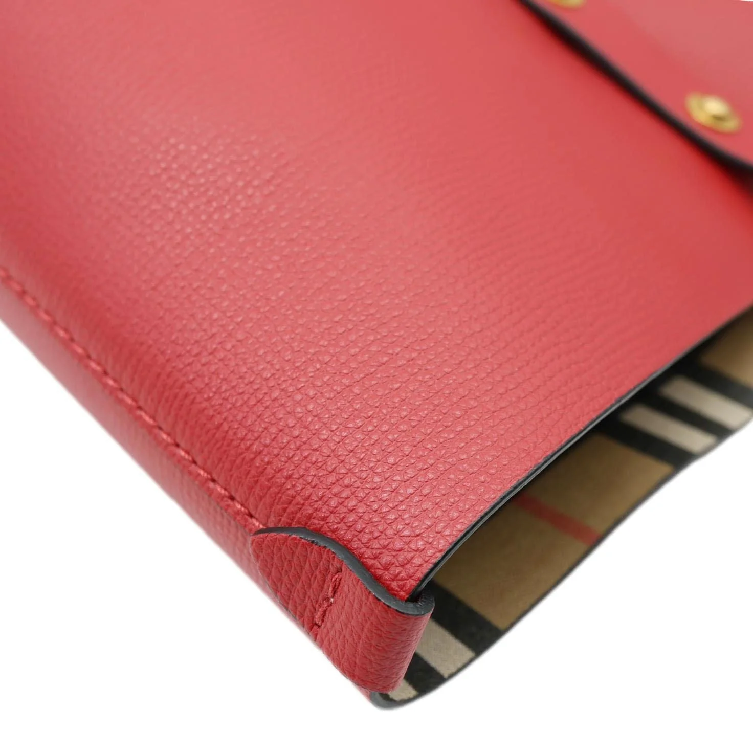 BURBERRY Crest Small Calfskin Leather Tote Bag Red - Image 6