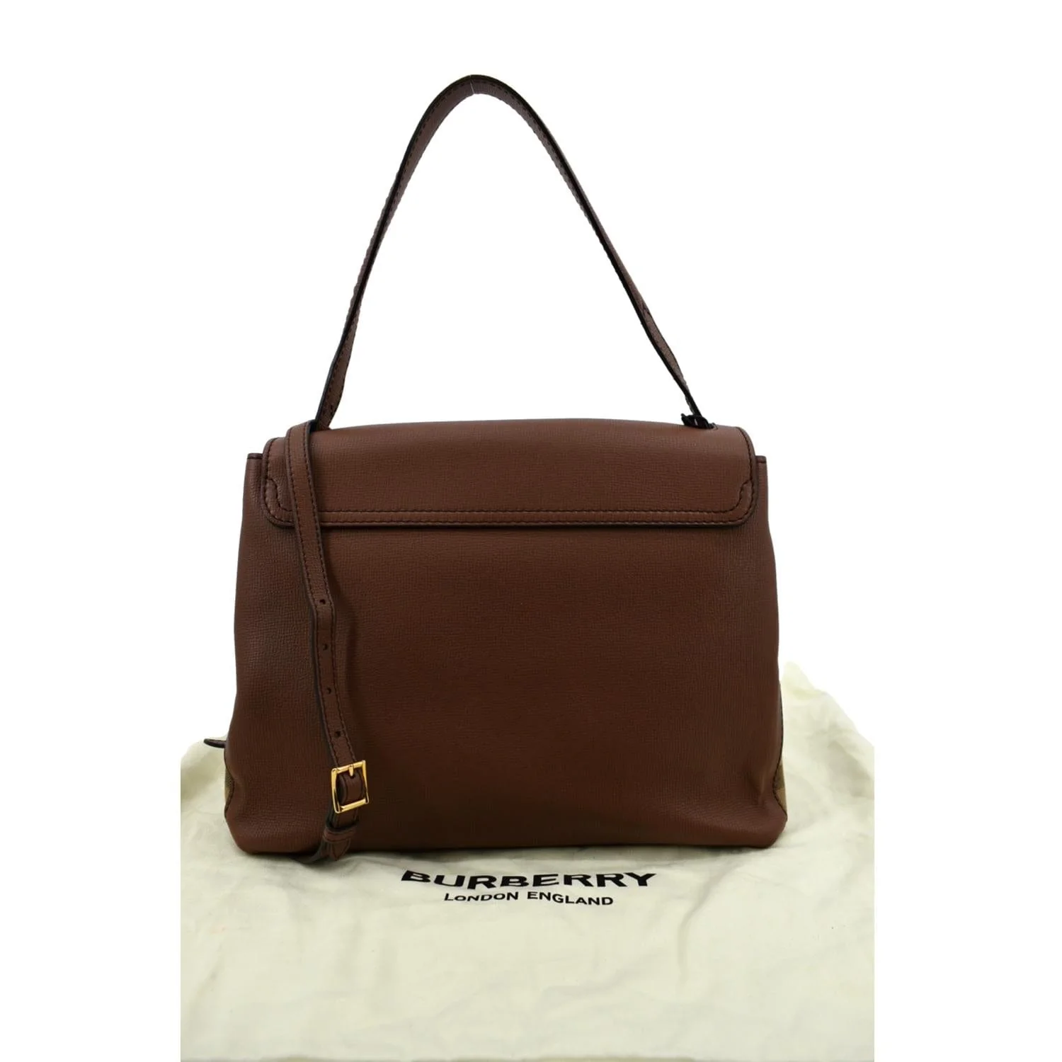 BURBERRY Derby House Check Leather Tote Shoulder Bag Dusty Pink - Image 3