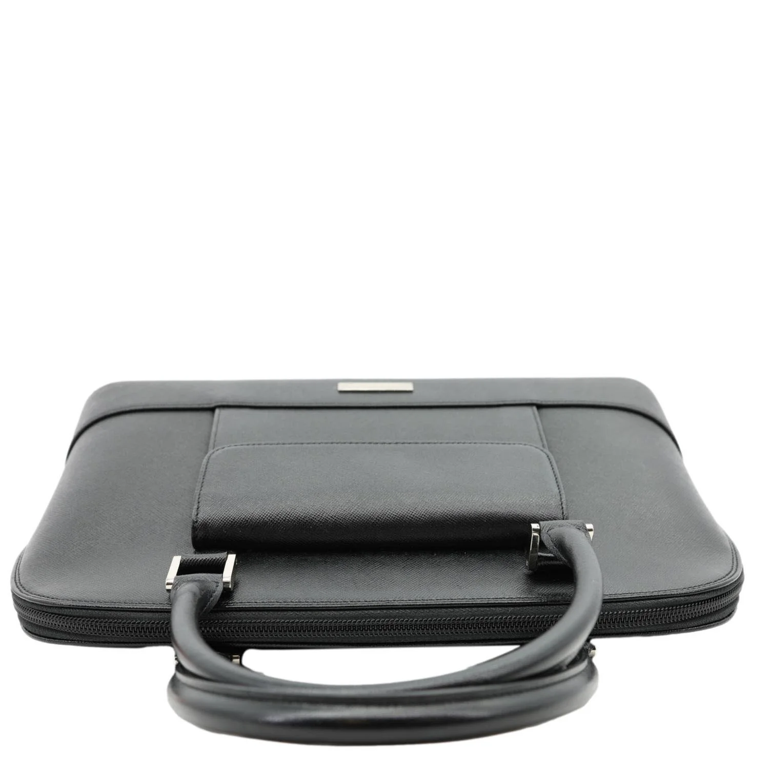 BURBERRY Dome Front Pocket Leather Top Handle Bag Black - Image 4