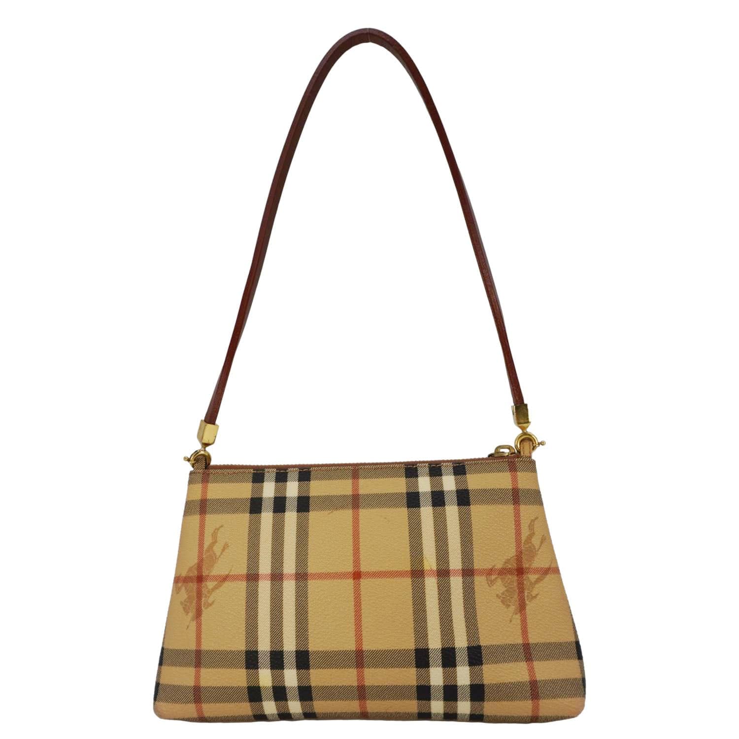 BURBERRY Haymarket House Check Canvas Pochette Bag Beige - Image 3