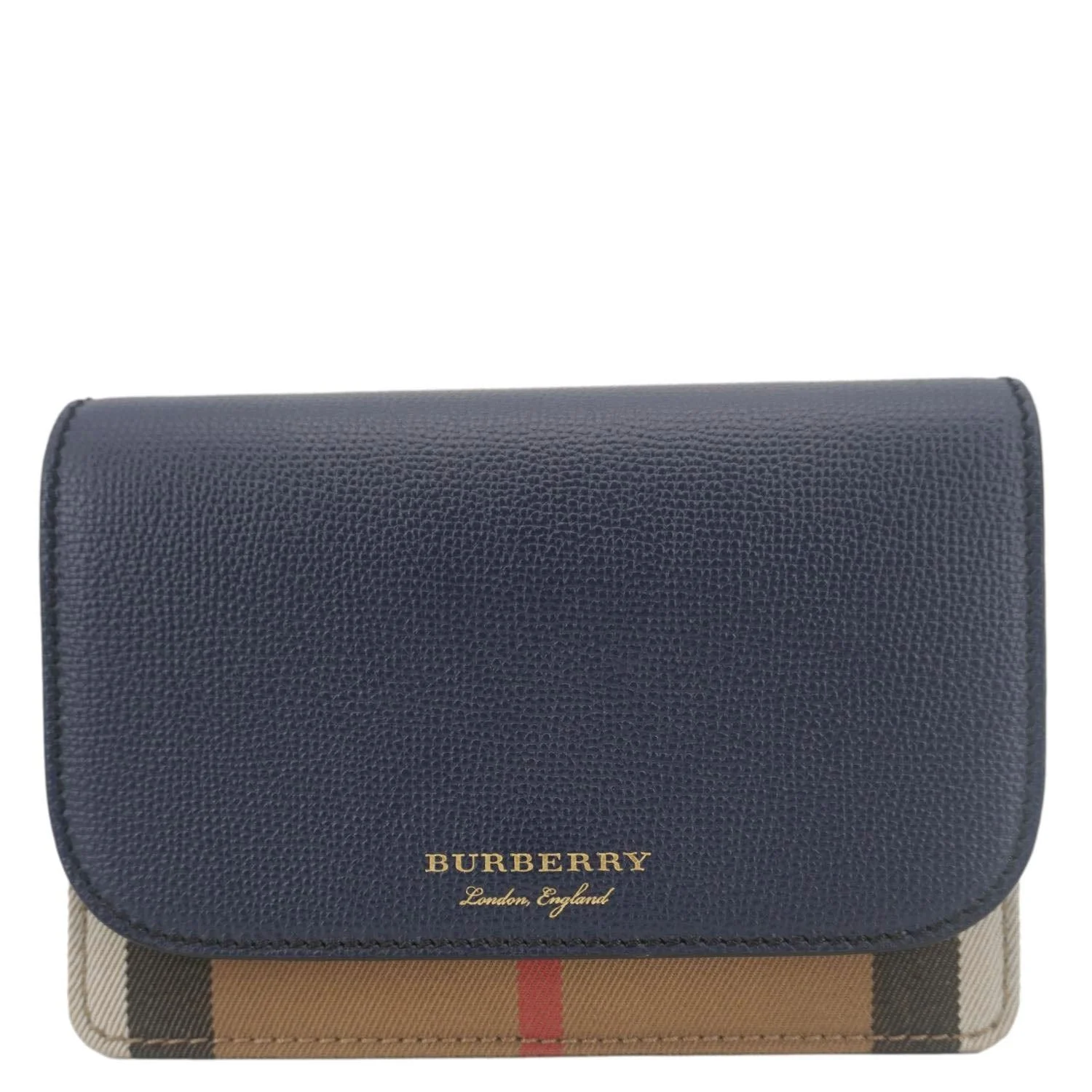 BURBERRY Hampshire Small House Check Crossbody Bag Navy Blue - Image 4