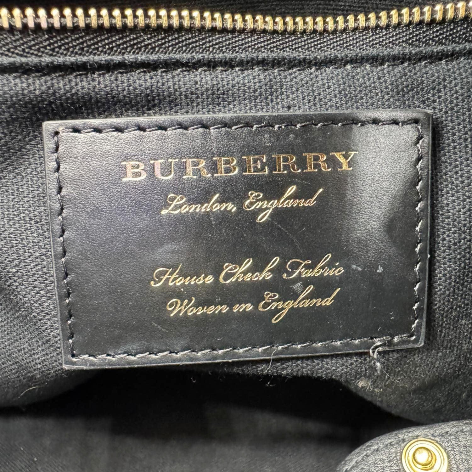 BURBERRY Canterbury Small House Check Derby Leather Tote Bag Black - Image 18