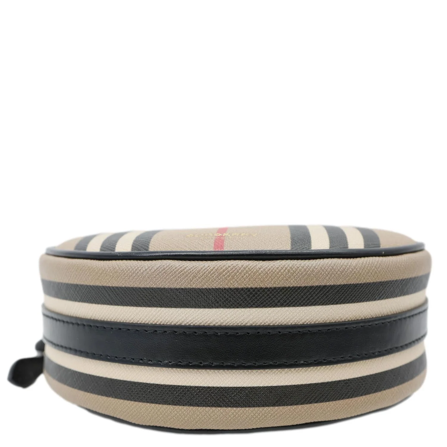 BURBERRY Louise E-Canvas Icon Stripe Round Crossbody Bag Beige - Image 7