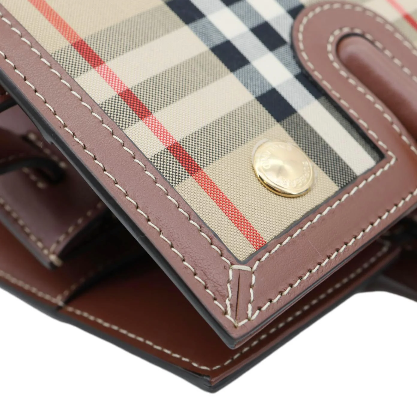 BURBERRY Medium Title Vintage Check Canvas Top Handle Shoulder Bag Beige - Image 8