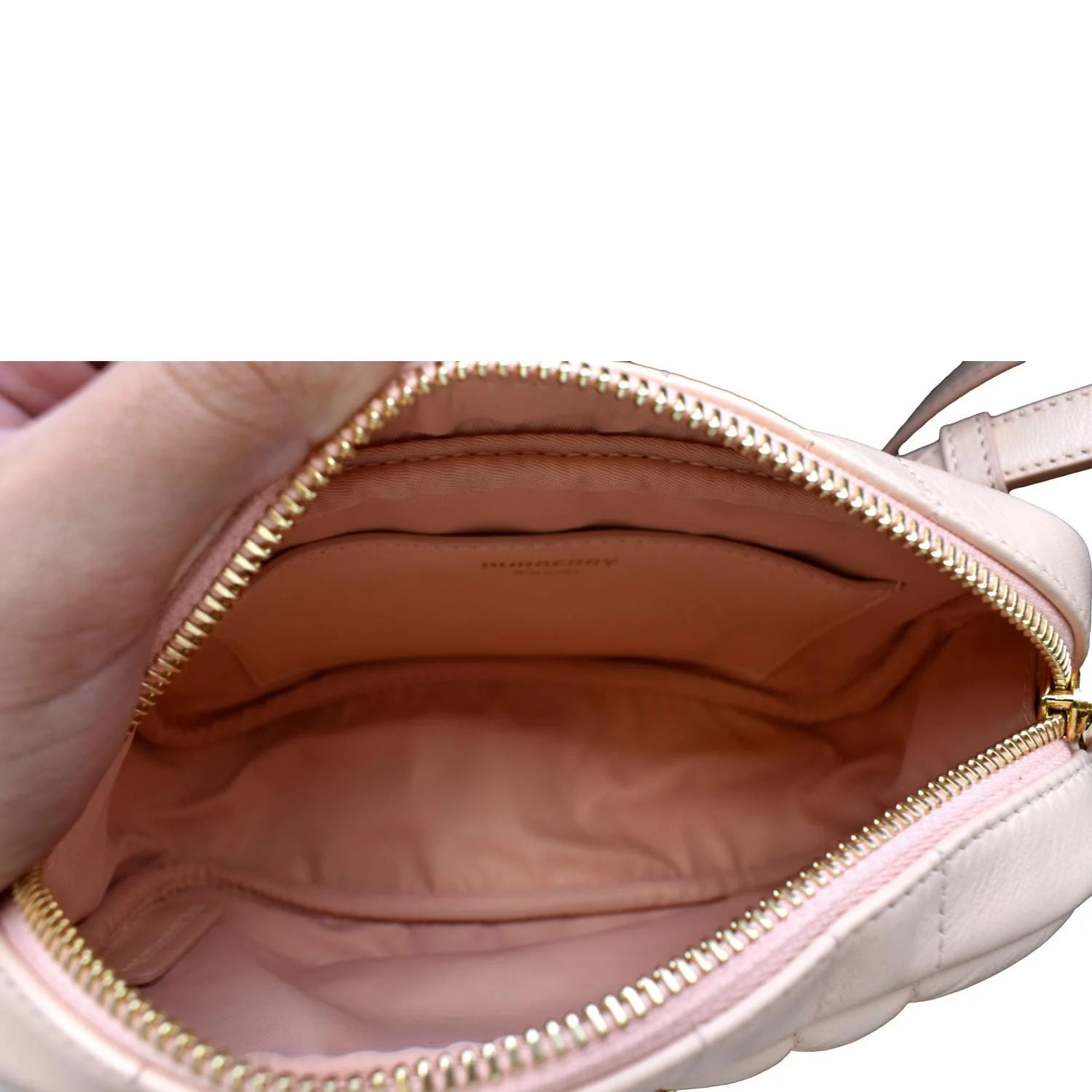 BURBERRY Lola Camera Mini Quilted Lambskin Leather Shoulder Bag Dusky Pink - Image 10
