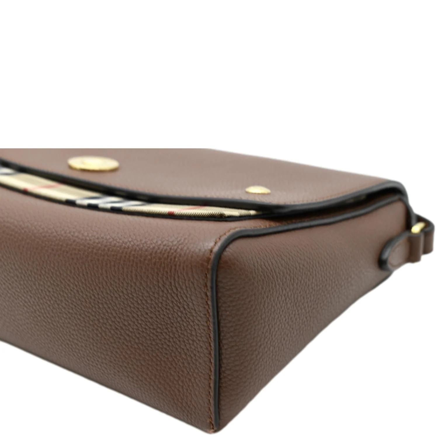 BURBERRY Check Note Grainy Leather Crossbody Bag Brown - Image 9