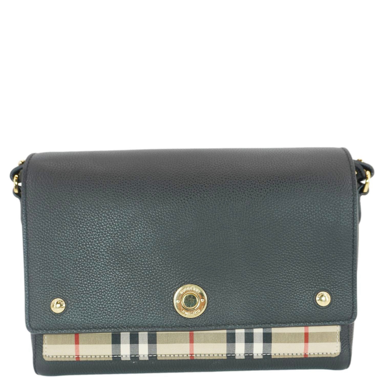 BURBERRY Note Vintage Check Leather Crossbody Bag Black - Image 3