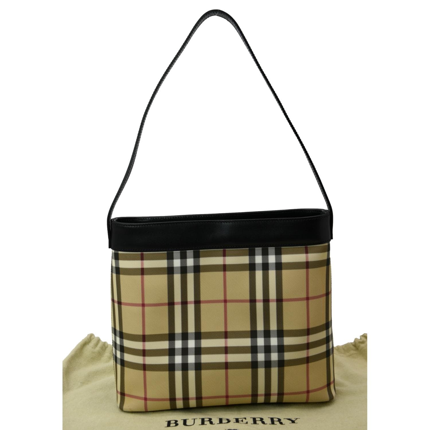 BURBERRY Nova Check Canvas Shoulder Bag Black - Image 3