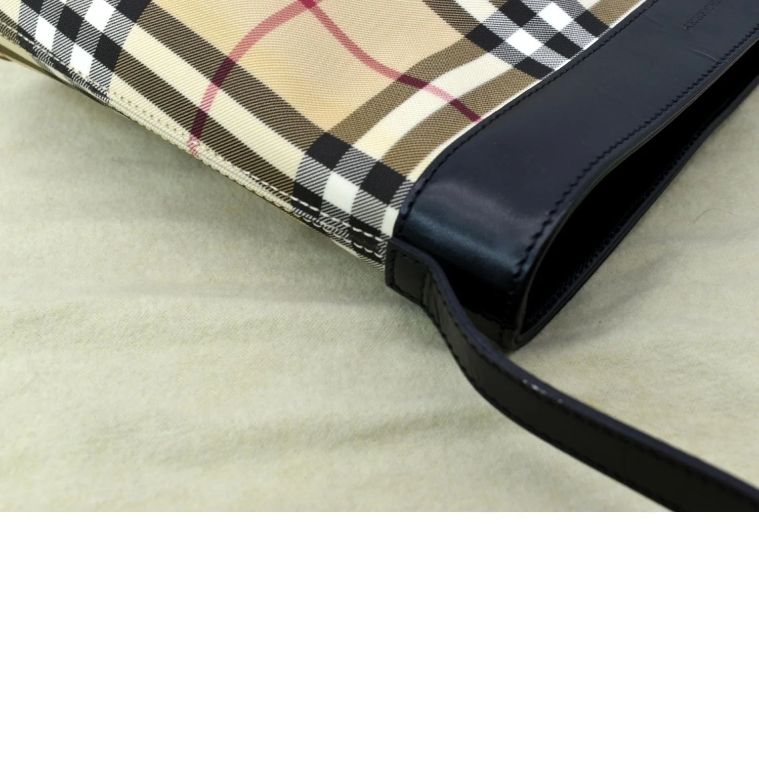 BURBERRY Nova Check Canvas Shoulder Bag Black - Image 6