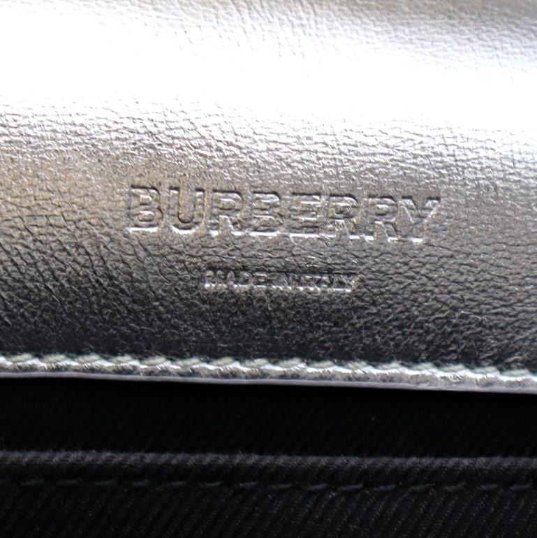 BURBERRY Lola Small Quilted Metallic Leather Shoulder Bag Silver - Image 11