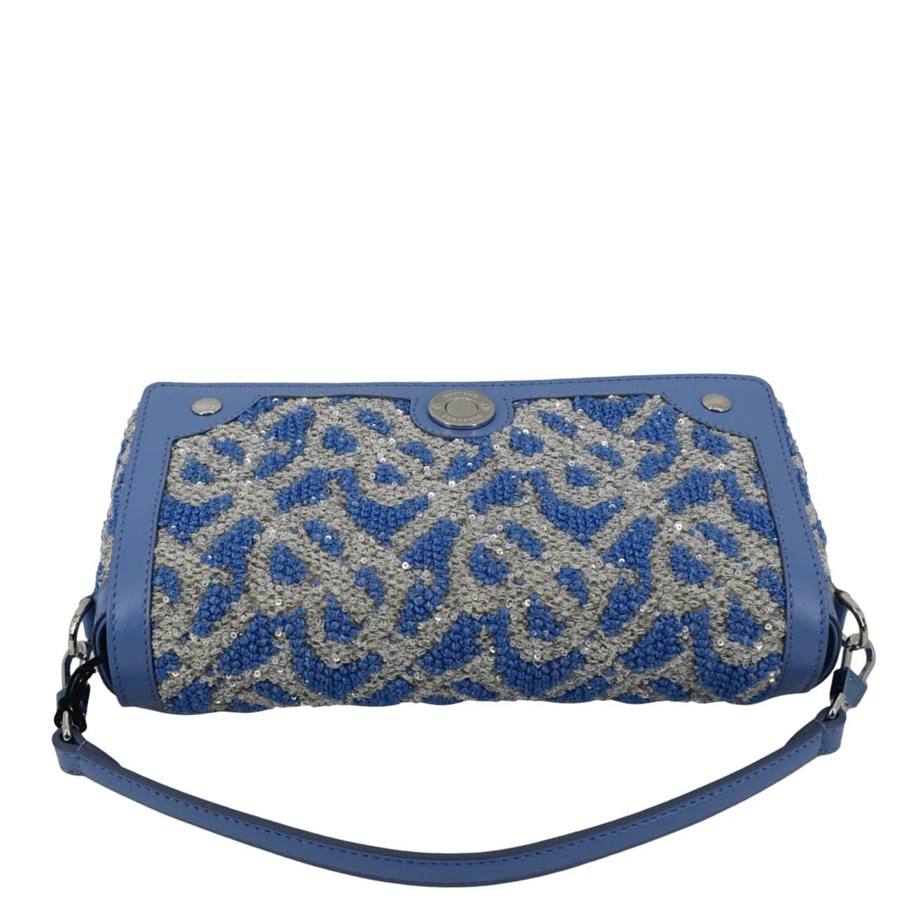 BURBERRY Note TB Small Sequins Yarn Shoulder Bag Blue - Image 5