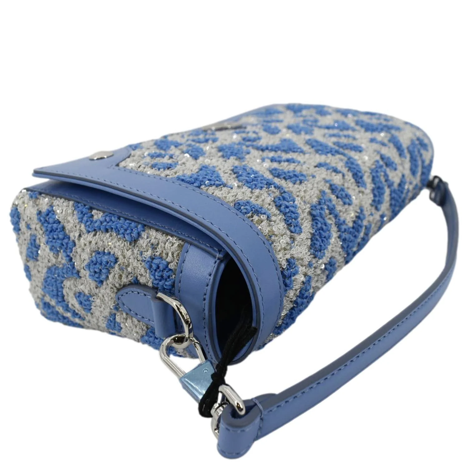 BURBERRY Note TB Small Sequins Yarn Shoulder Bag Blue - Image 6