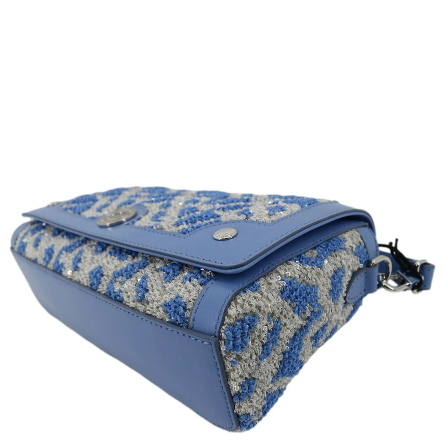 BURBERRY Note TB Small Sequins Yarn Shoulder Bag Blue - Image 8